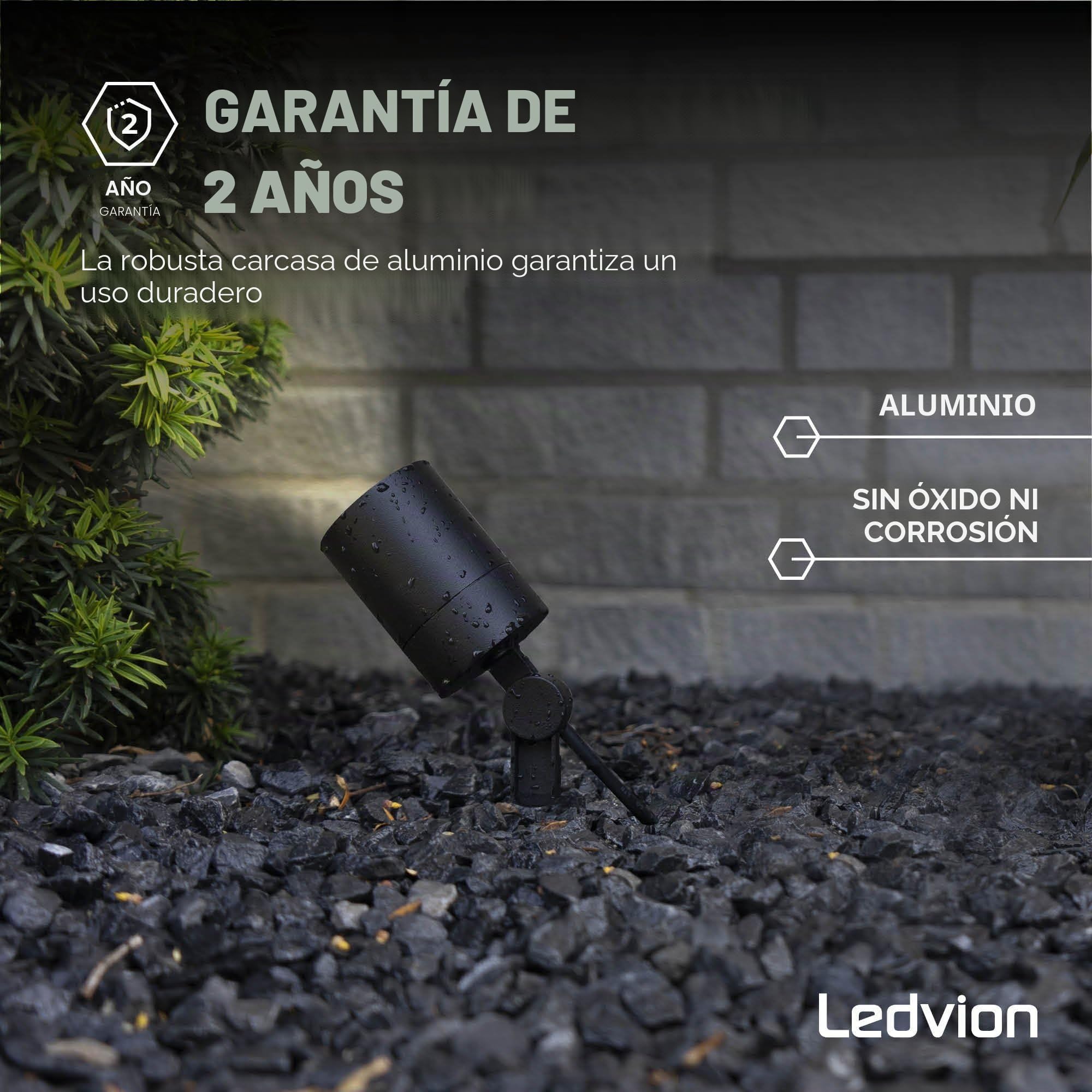 Ledvion - 9X Focos LED de Jardín, Casquillo GU10, Negro, 5W, IP65, Incl. Conexión Rápida