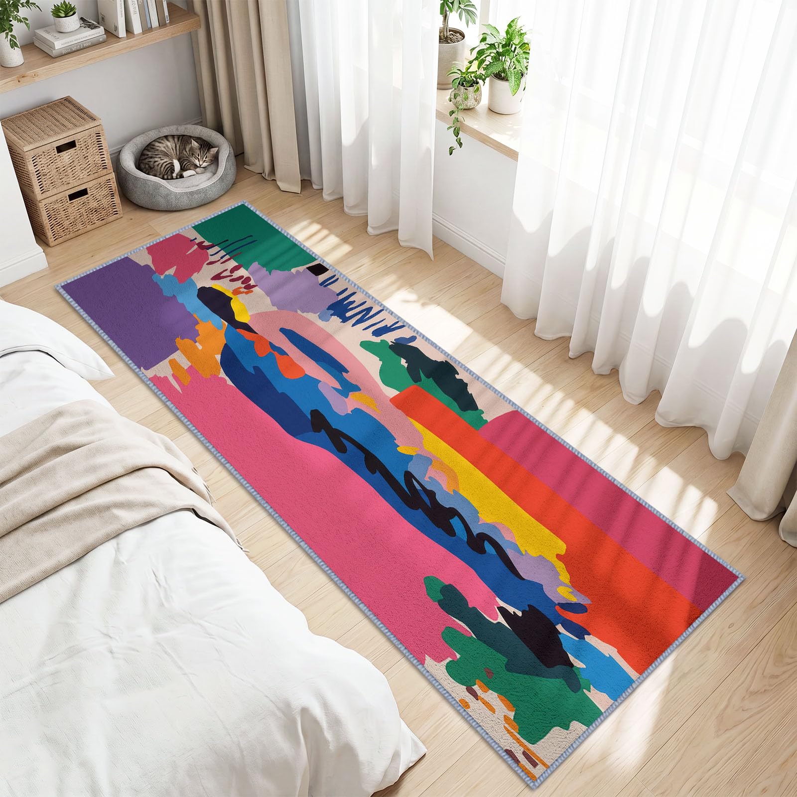 Bieżnik na korytarz, 60 x 300 cm, abstrakcyjne figury fauwizmu, antypoślizgowy, wytrzymały bieżnik, mata podłogowa z gumowym spodem, można prać, do przedpokoju, kuchni, sypialni, pralni, biura, kolor