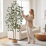 Warmplants Artificial Eucalyptus Tree, 7ft Tall Silk Leaves Fake Plant with Basket for Outdoor Indoor, 83'' Faux Eucalyptus Trees for Home Office Livingroom Floor Décor