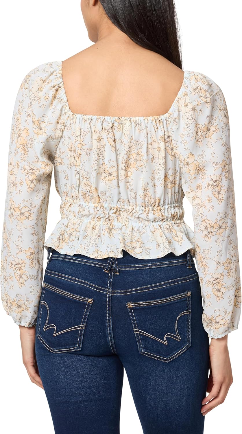 WallFlower Womens Alexandra Long Sleeve Sweetheart Blouse Top - Image 2