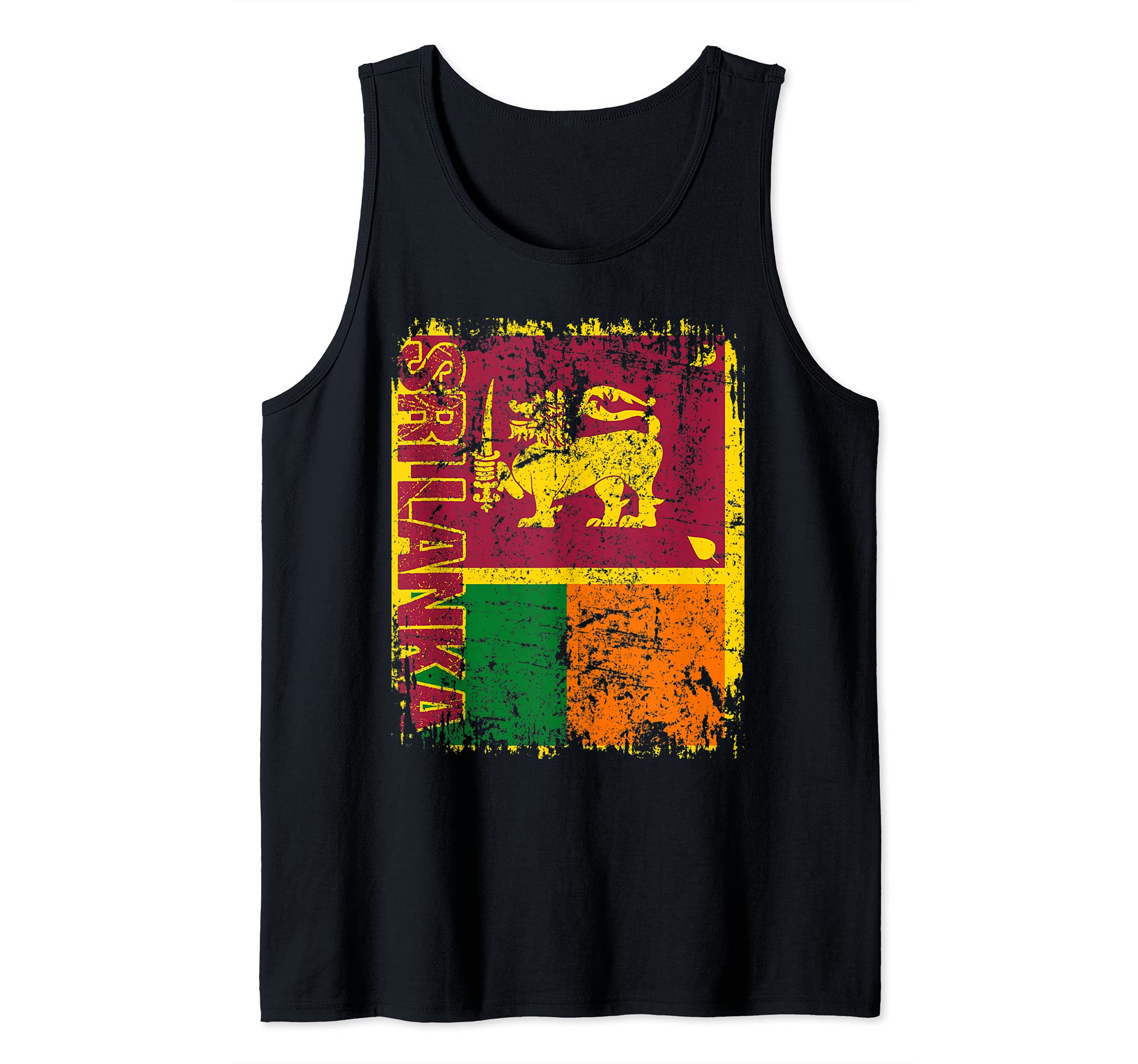 SRI LANKA Flag Vintage Distressed SRI LANKA Tank Top, Black