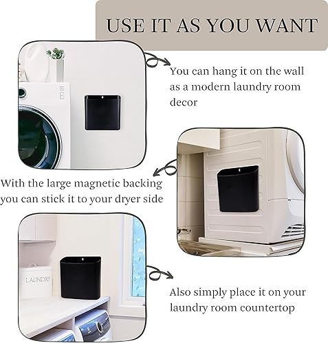 Miniatura 2 de MONJITA Contenedor de pelusa para lavandería, bote de basura magnético para secadora, soporte moderno para pelusas, caja de pelusa para organización