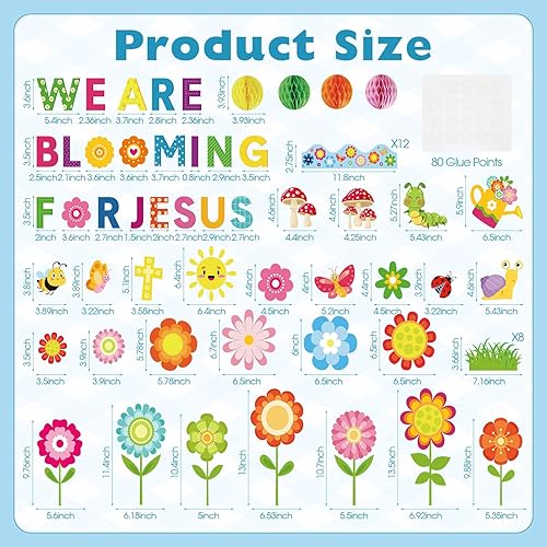 Miniatura 2 de Pajean Juego de 72 tablones de anuncios con texto en inglés "We are Blooming for Jesus" (We are Blooming for Jesus Spring) con flores de primavera y