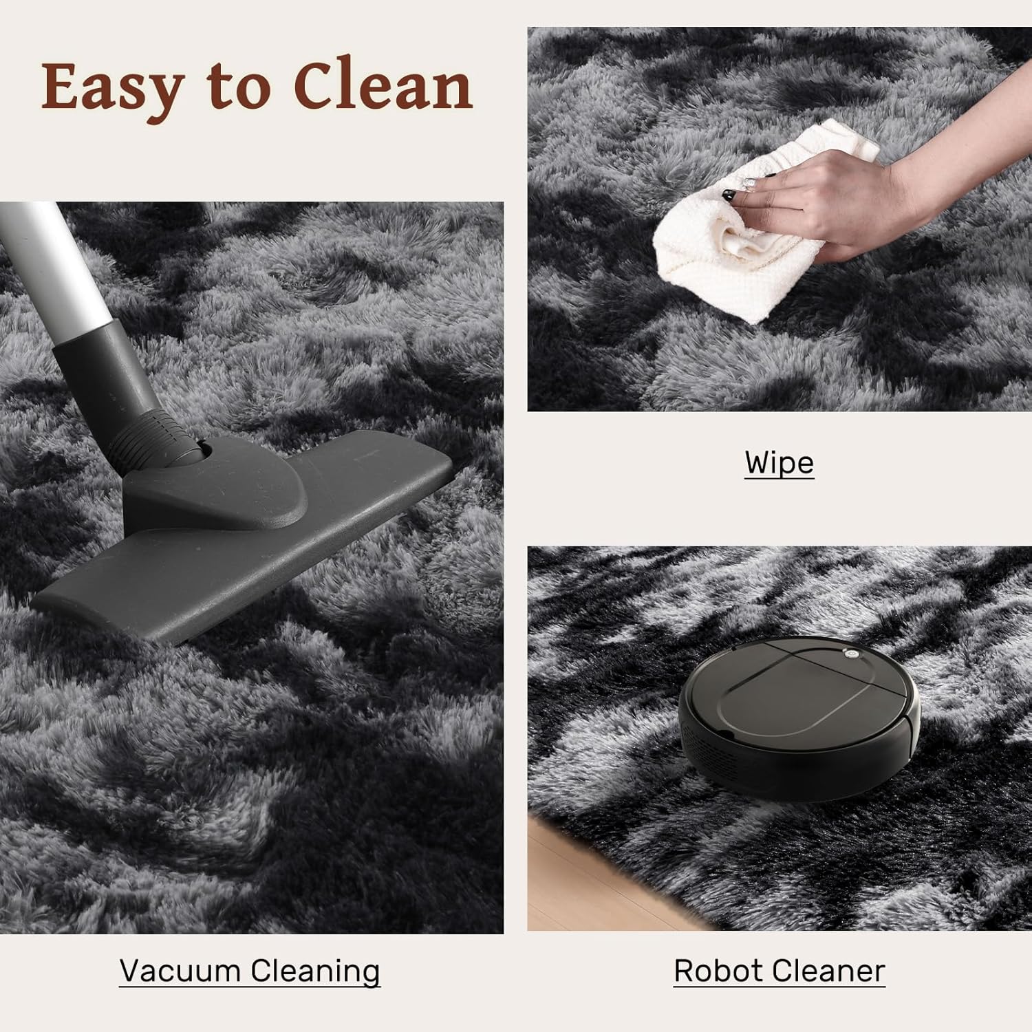 5x7 Ft Large Shag Rug for Living Room Bedroom,Tie-Dyed Ultra Soft Fluffy Furry Area Rug, Aesthetic Carpet for Indoor Floor Home Decor(Dark Grey)