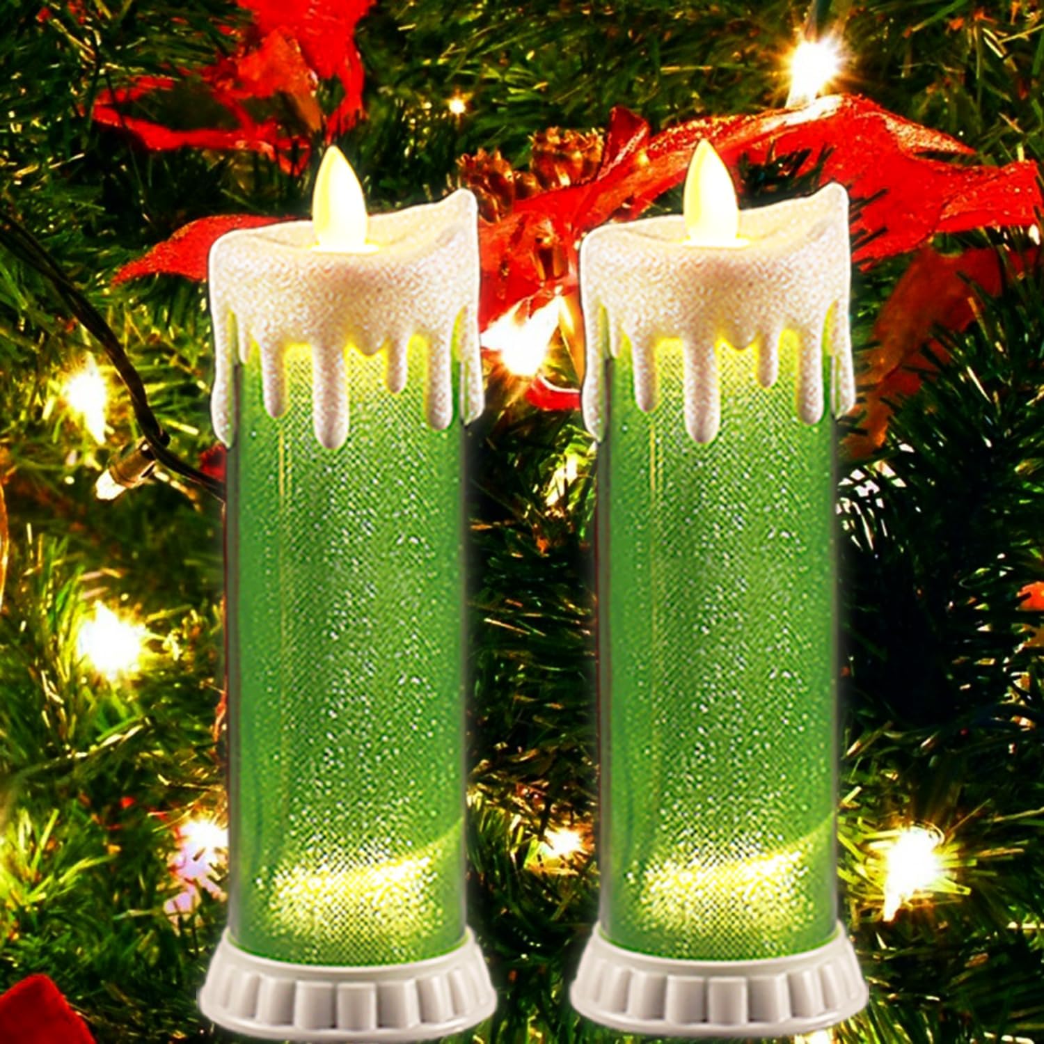 2 PCS LED flameless Candles(D2.5" x H7.6") , Real Wax