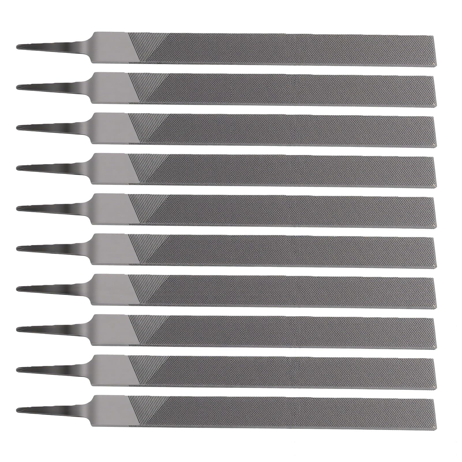 Fafeicy Lima de Escofina Manual Plana de Acero con Alto Contenido de Carbono T12 de 250 Mm, Herramienta Duradera de Doble Corte para Madera, Metal y Plástico (Gruesa 10PCS)