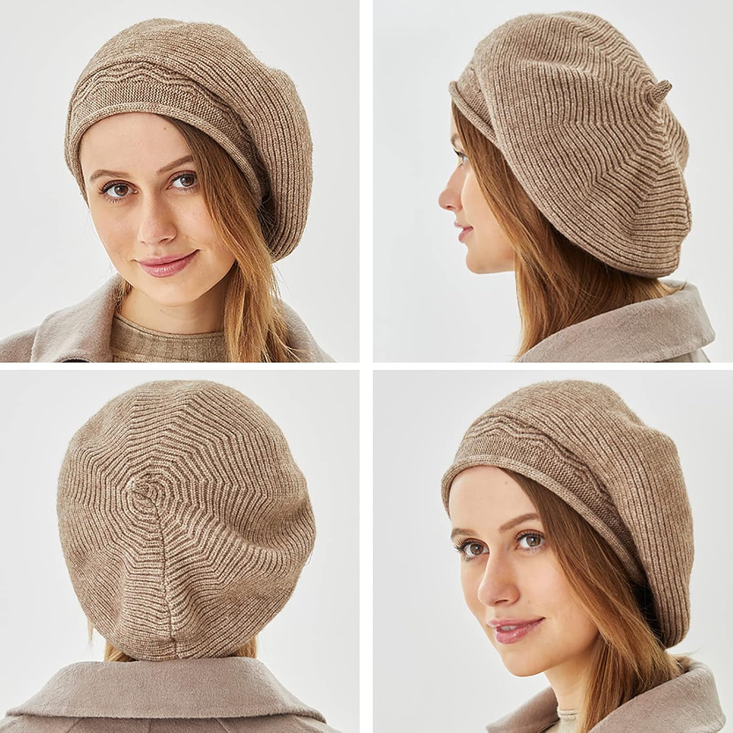 FENELY Beret Hat for Women, French Style Beanie Winter Fashion Warm Wool Lining Knit Cap - Image 6