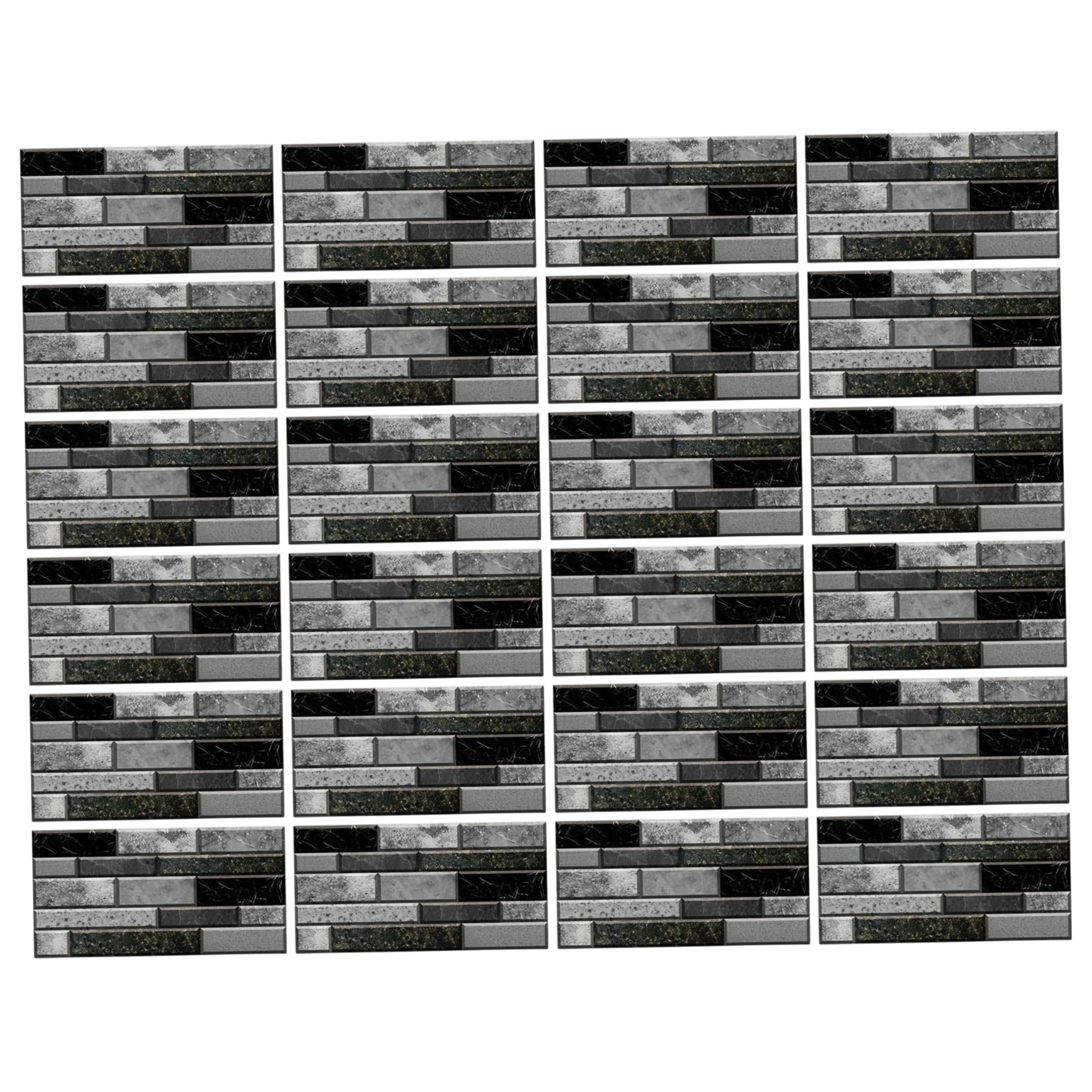 Xoeryoy 24Pcs Kitchen Peel And Stick Backsplash, Waterproof Backsplash Tile, Vintage Black Gray 3D Visual Tile Stickers, 5.91×11.81Inch