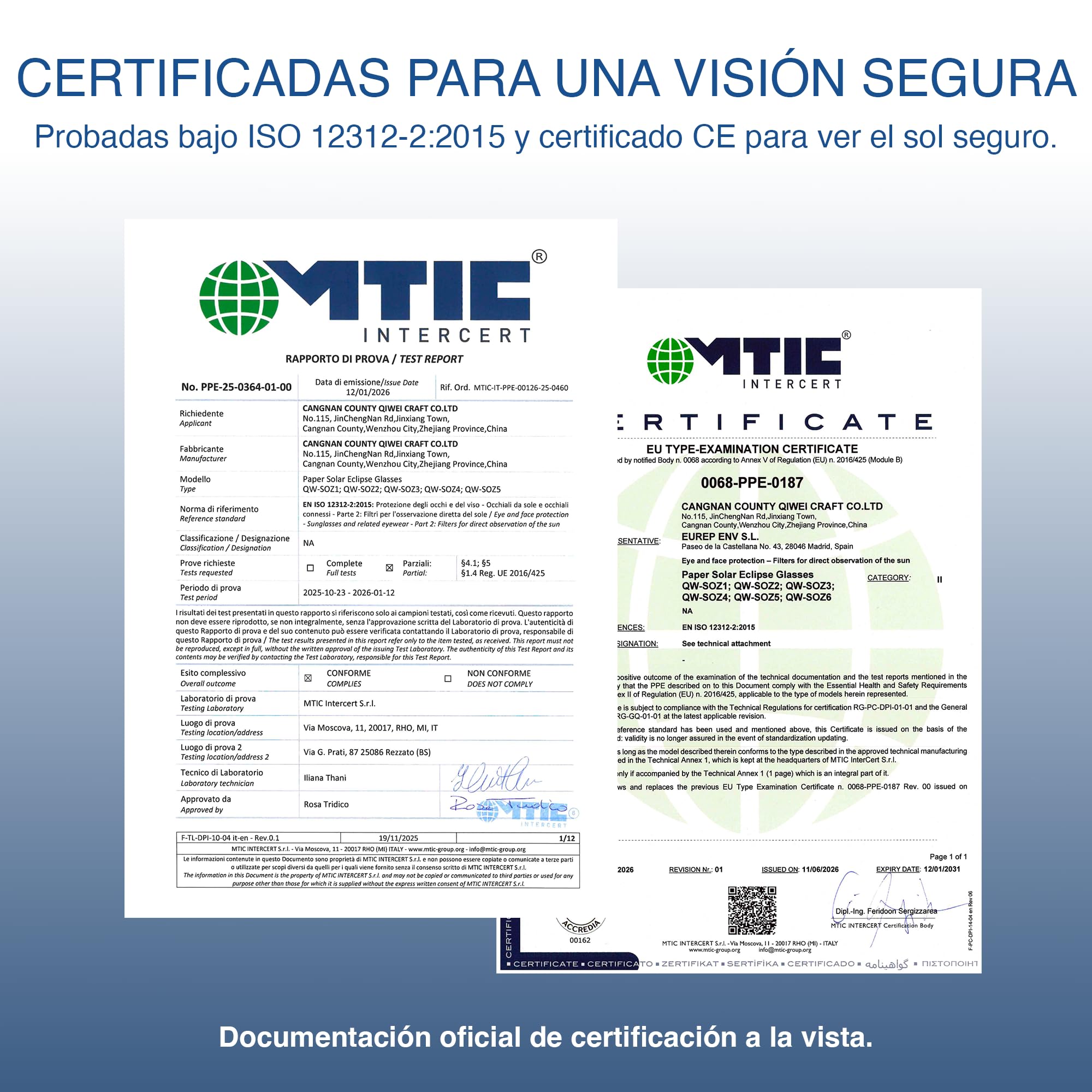 Pack 2/6/12/50, Gafas para eclipse solar, montura 45 mm, se usan sobre la mayoría de gafas de vista, probadas EN ISO 12312-2:2015, marcado CE para observación solar segura – Astro