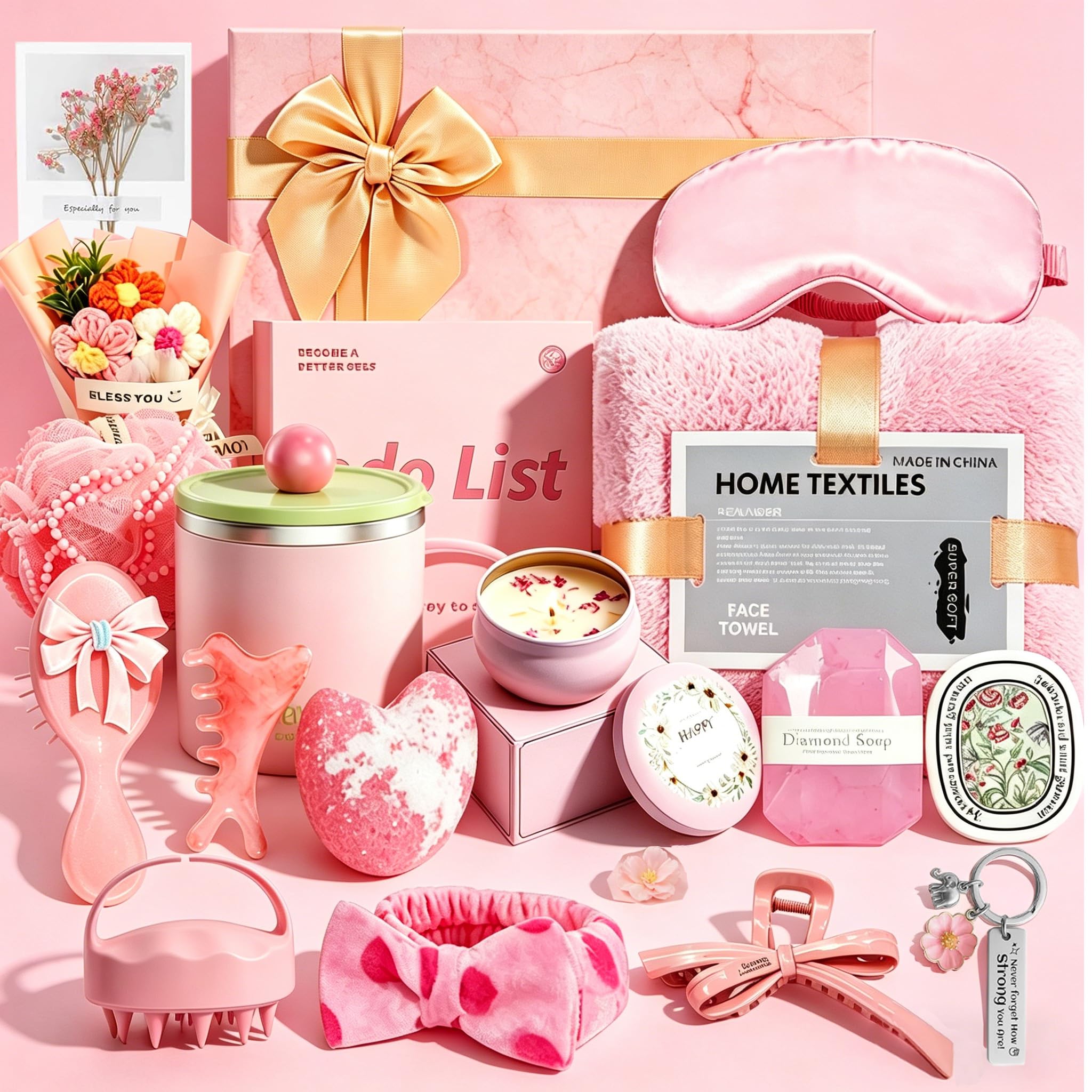 Birthday Gifts for Women, 18Pcs Happy Birthday Hampers Gift Box , Female Relaxation Self Care Package Spa Bath Set ,Mothers Day Gift,Girl for Friends, Mum, Wife, Sister, Birthday Basket Gift Set Ideas
