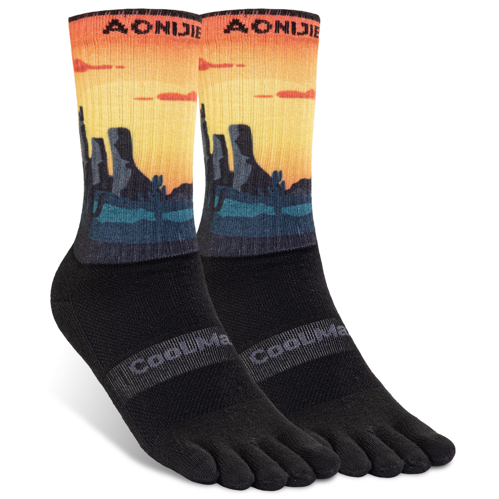 AONIJIE Toe Socks for Men and Women Athletic Hiking Coolmax Socks with toes - Soft Comfortable and Moisture Wicking