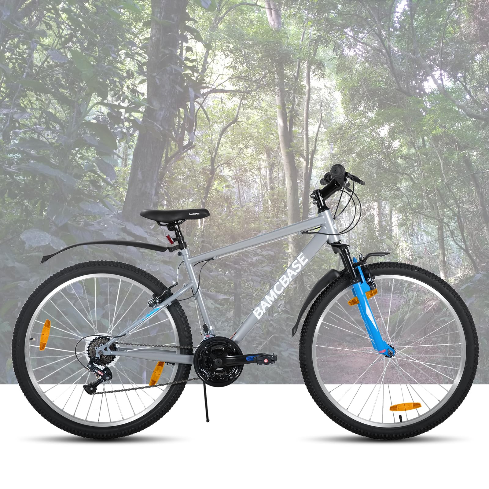 HILAND 26 27,5 29 Zoll Mountainbike, V-Bremsen, Herren und Damen Fahrrad mit 18-Gang, Mountainbike für Erwachsene, MTB für Männer Frauen, Schwarz/Blau/Grau