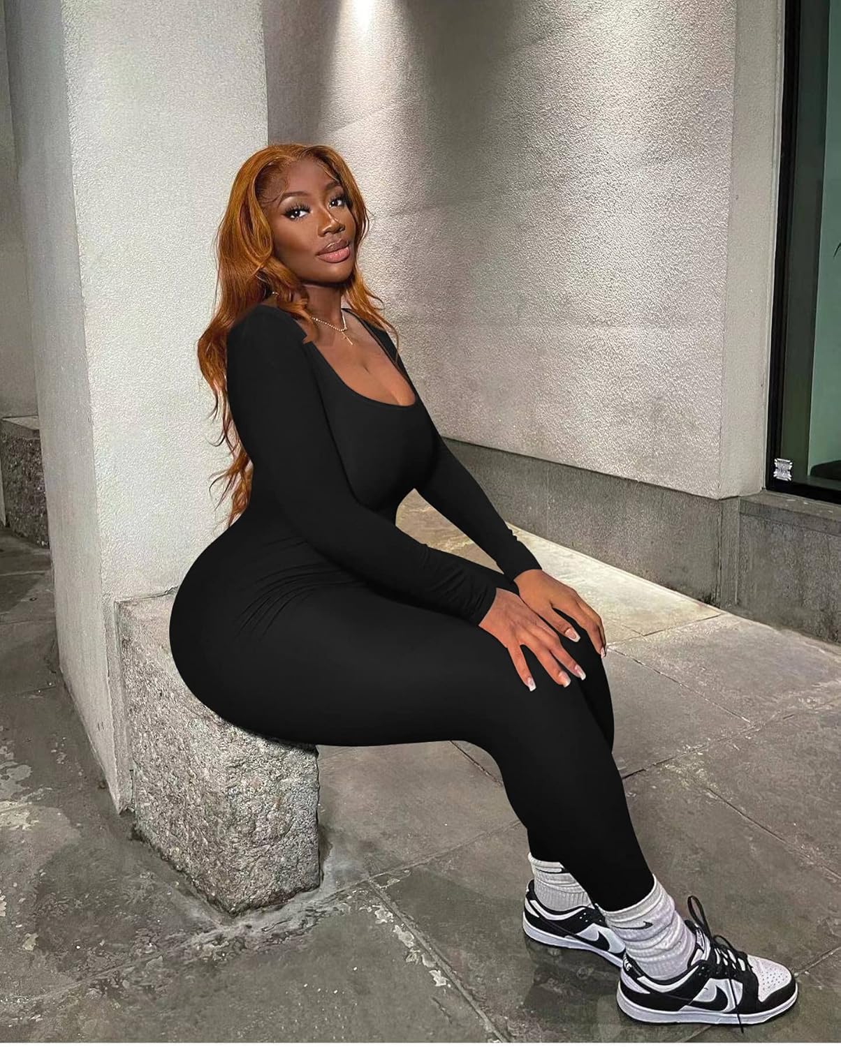 GOKATOSAU Women's Sexy Long Sleeve Bodycon Solid Outfits Club Rompers Jumpsuits - Image 7