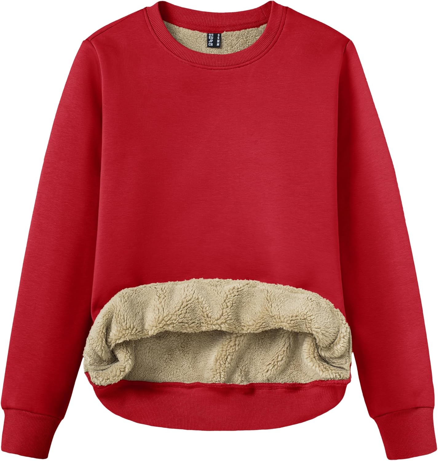 TACVASEN Damen Pullover Mit Fleece-Futter - Baumwolle Sweatshirt Langarm, Warm & Bequem