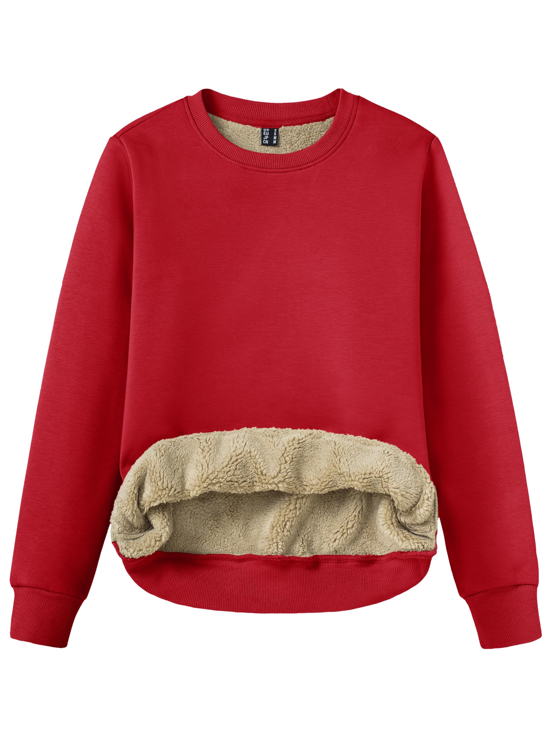 TACVASEN Maglione Donna Felpa Cotone Maglia Maniche Lunghe Girocollo Senza Cappuccio Maglione Basic Invernale Pile Top Casual Caldo Camicetta