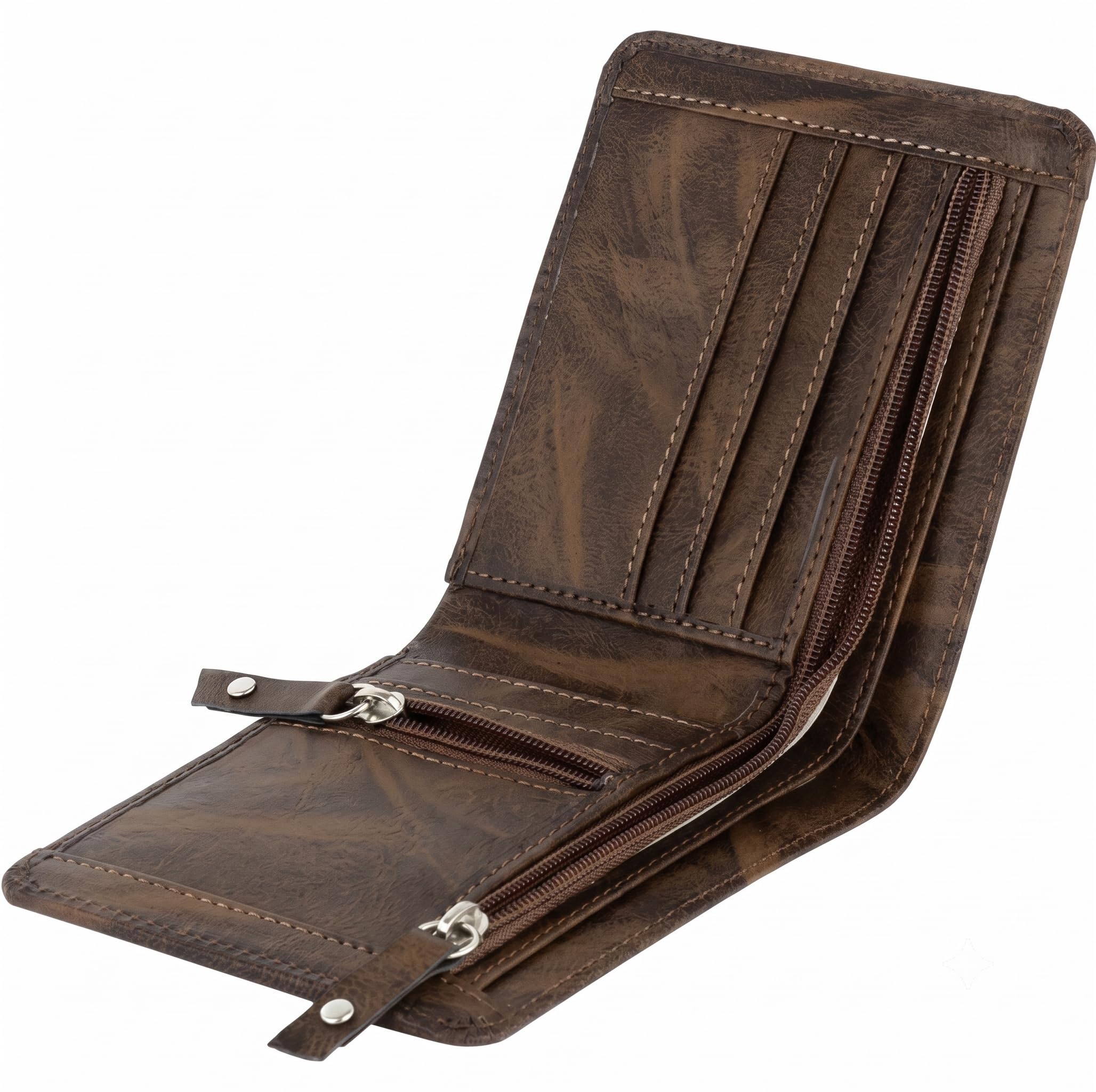 Premium Woody Brown Leather Bi-Fold Slim Wallet for Men & Women-image-38