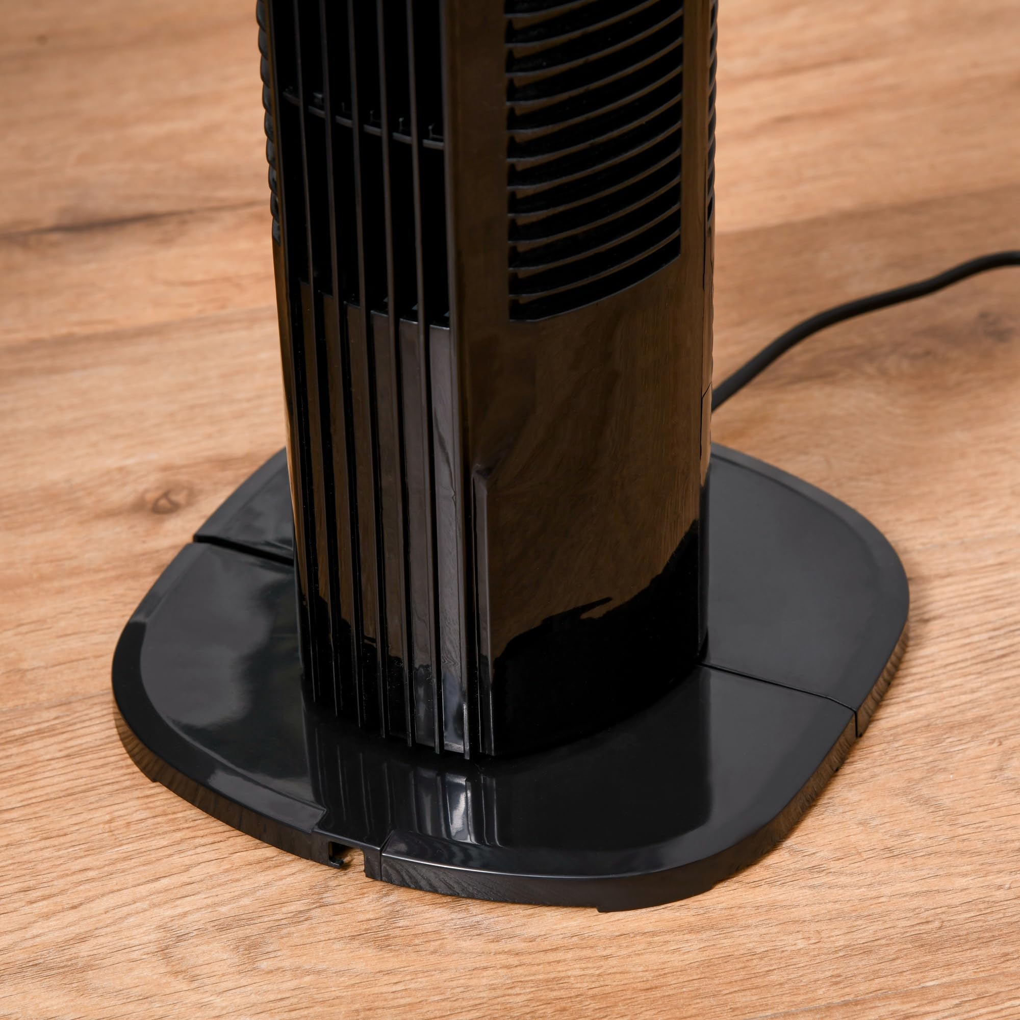 HOMCOM Ventilatore a Torre con Telecomando a 5m, Ventilatore a Colonna, Oscillante 70°, 3 Modalità e 3 Velocità, Schermo LED e Timer 7.5h, 50W, Ø20 x 78.5 cm, Nero