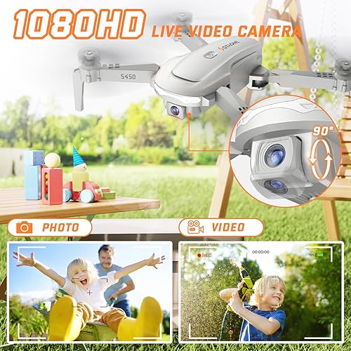 Miniatura 2 de SOTAONE Dron S450 con cámara para adultos, 1080P HD FPV Drones para niños con una tecla de despeguetierra, retención de altitud, mini dron plegable