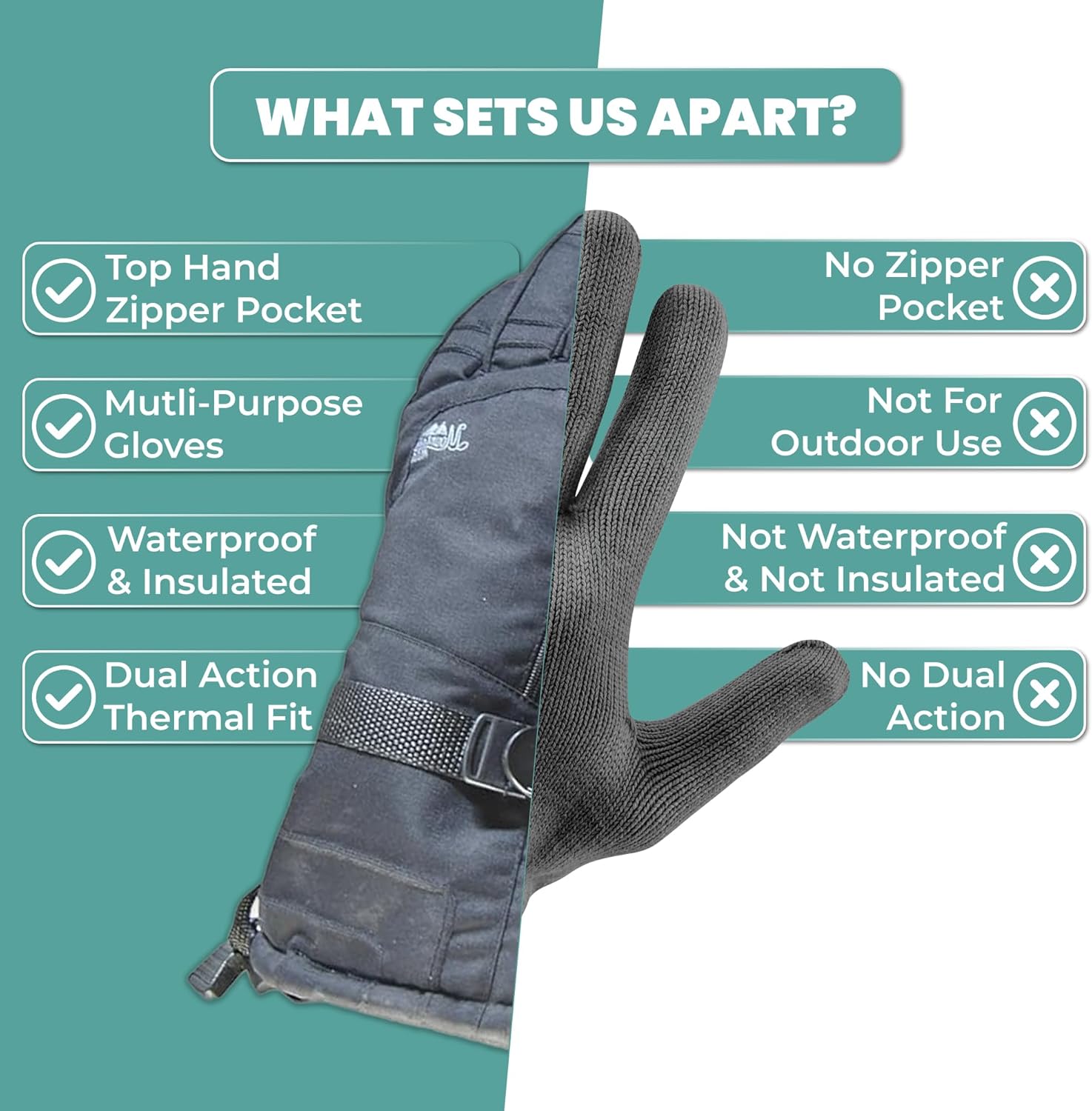 Mountain Made Waterproof Black Winter Gloves