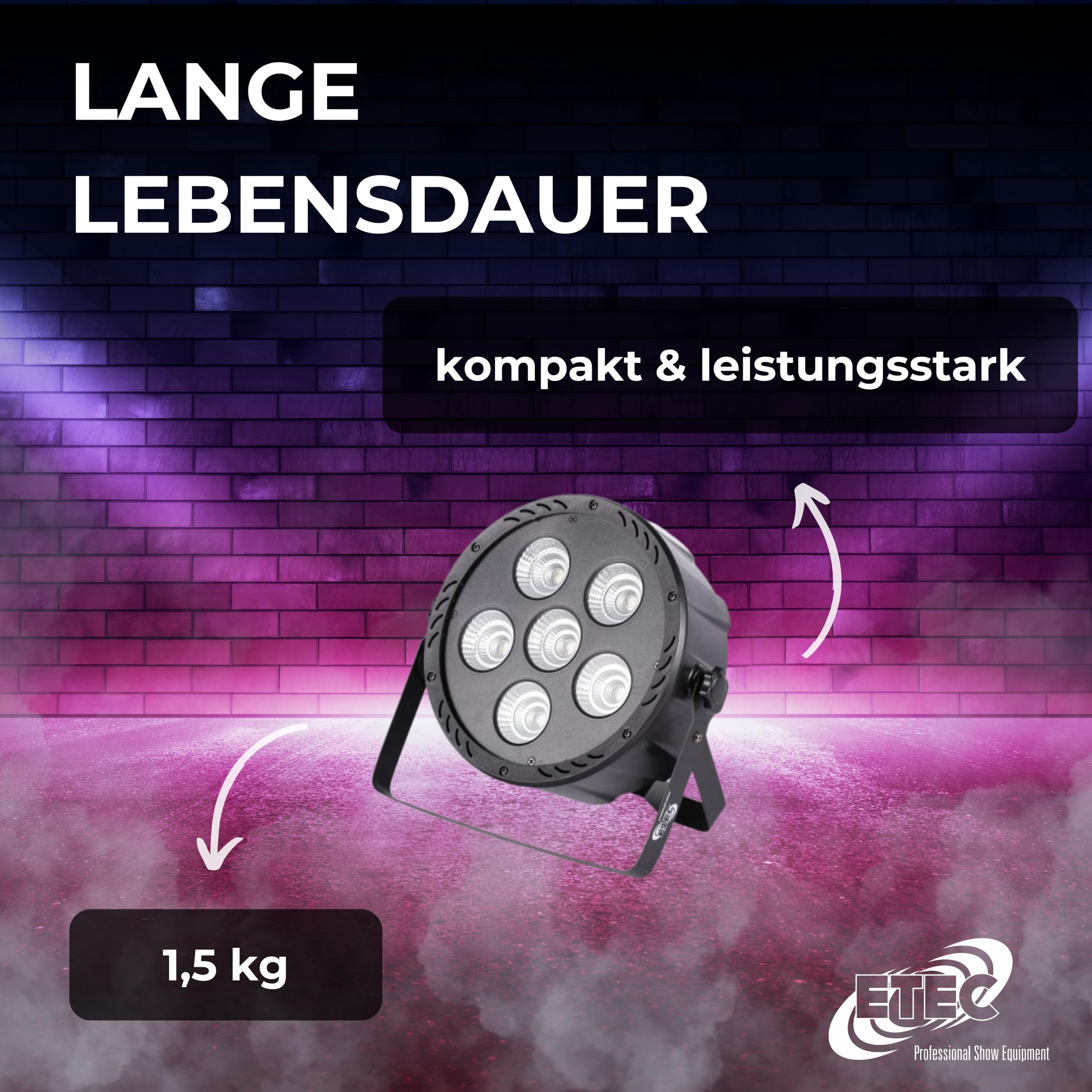 ETEC Professional LED PAR Scheinwerfer Slim Spot 30 COB 6x30 Watt RGBW DMX 4in1 Disco Bar Club Effekt Party DJ Party Hochzeit Veranstaltung Bühnenbeleuchtung Farbmischung