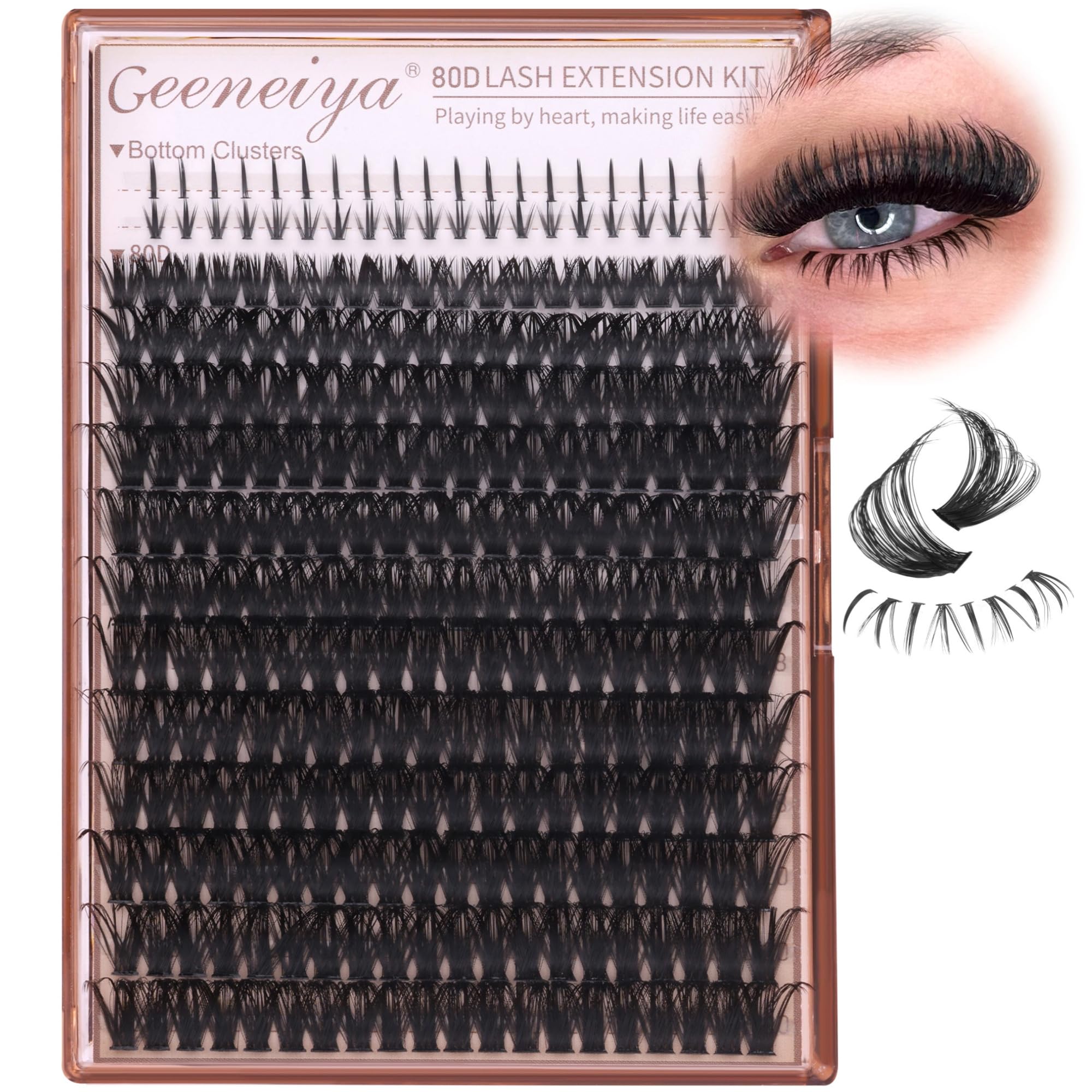 Geeneiya Cluster Eyelash Extensions with Bottom Lash Clusters 10-20mm DIY Lash Extension Wispy Volume Eyelash Clusters and Manga