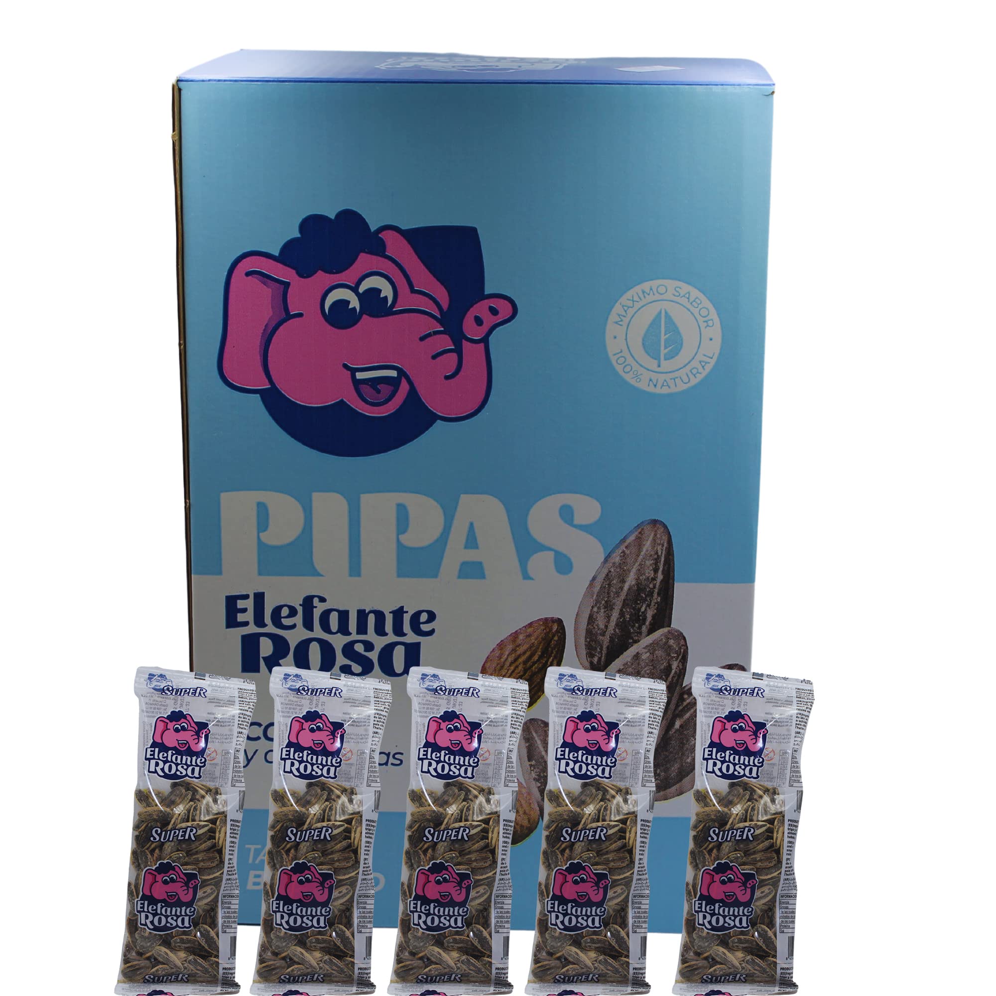 Pipas El Elefante Rosa Almendra Pack 35 Unidades Snack Girasol Tostado Sal Frutos Secos Aperitivo