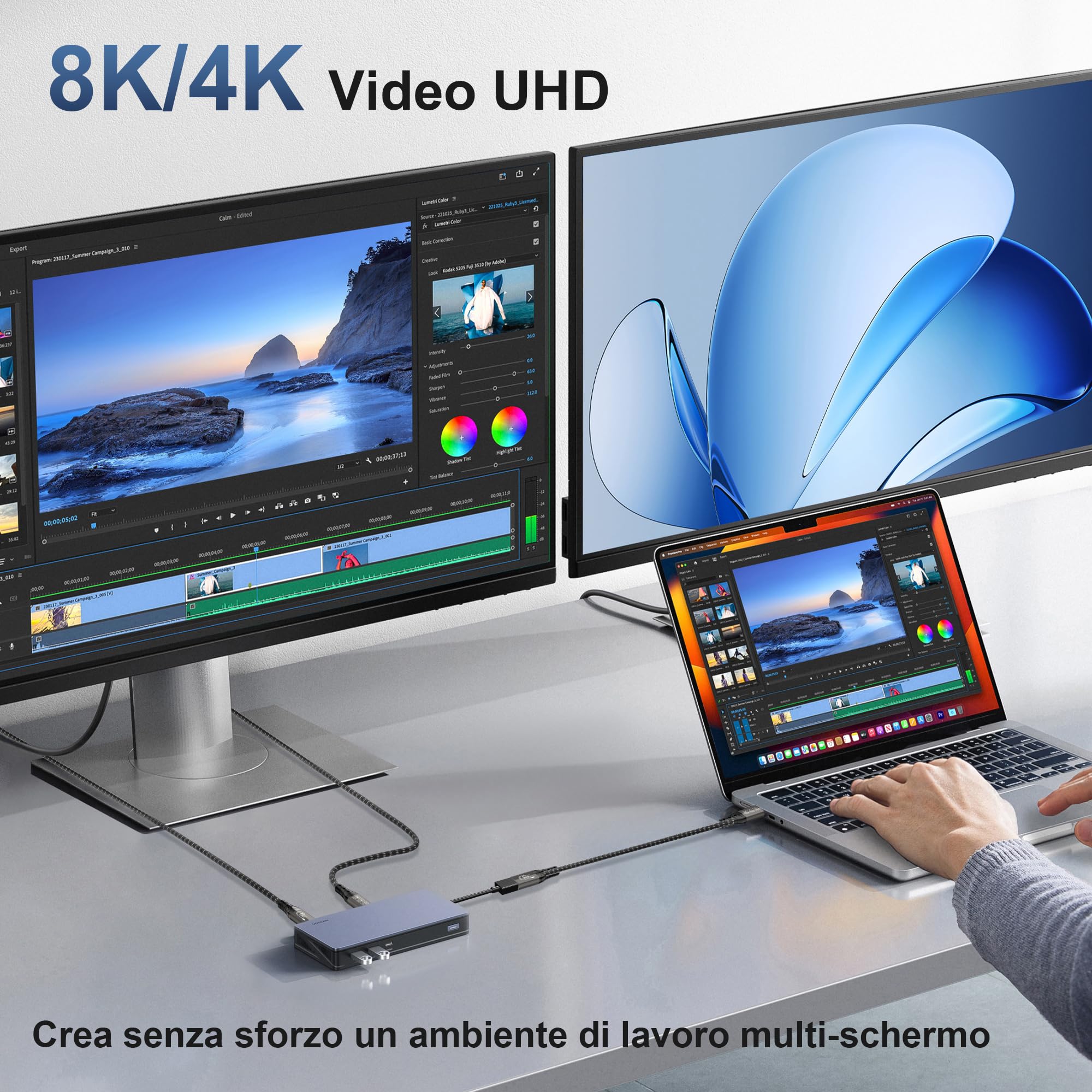 ZIKNYDO Prolunga USB C 5 metri,(USB C 3.2 Gen 2x2, PD3.1 240W 48V/5A, Video 8K@30Hz, 4K@60Hz/ 144Hz) Prolunga Cavo USB type C per Thunderbolt 4, iPhone 16, MacBook, caricabatterie MagSafe, Switch