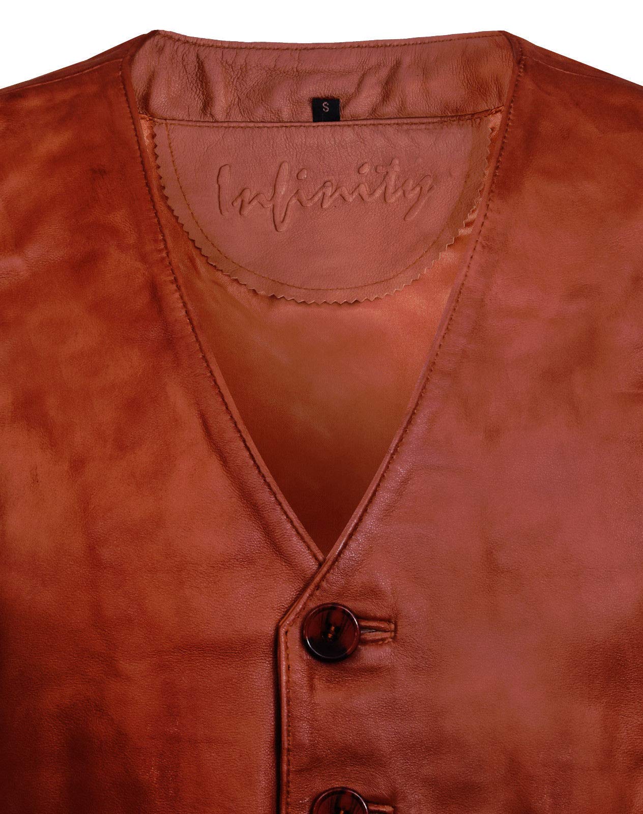 Infinity Leather Hombres Elegante Conker Chaleco de Cuero Broncearse