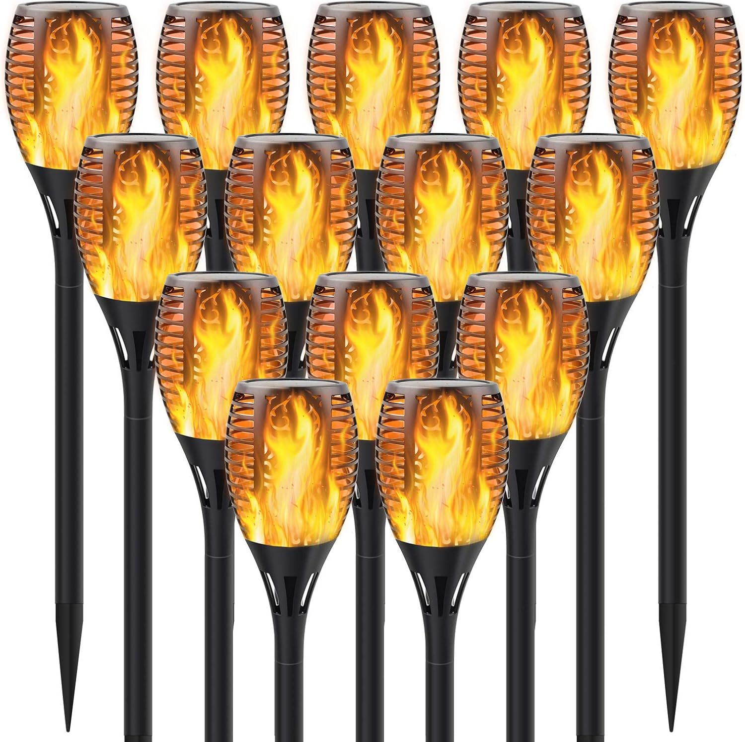 14 Pack Solar Lights Outdoor, 33LED Solar Torch Lights with Dancing Flickering Flames, Waterproof Landscape Decoration Flame Lights for Garden Pathway Yard-Auto On/Off Dusk to Dawn