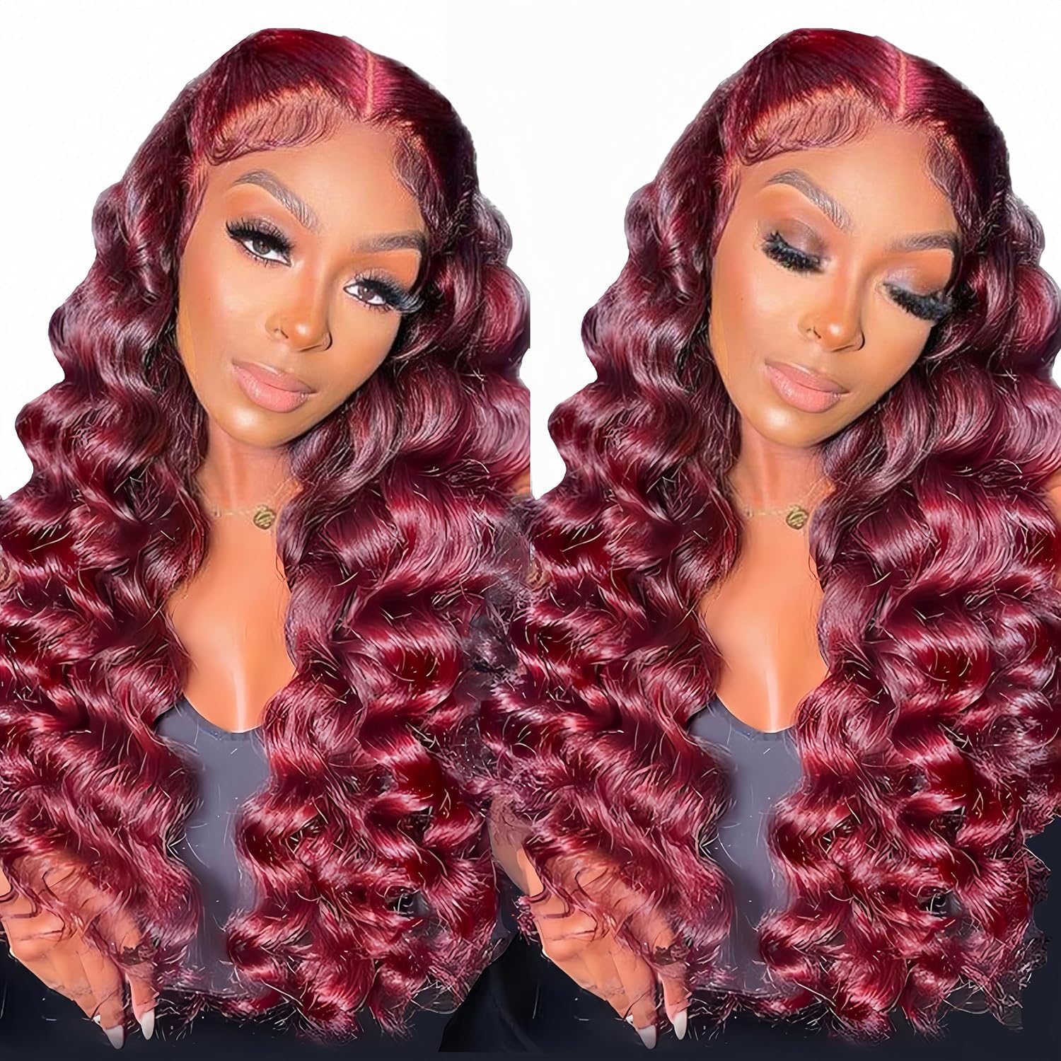 30 Inch Burgundy Loose Wave Lace Front Wig Human Hair Pre Plucked 180% Density 99j Burgundy Loose Deep Wave Wig 13x4 Hd Full Lace Frontal Wigs 99j Glueless Human Hair Wigs For Women