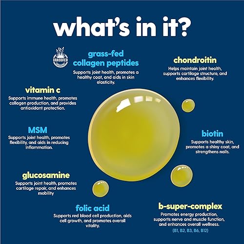 Miniatura 4 de Taily Multivitamina con colágeno líquido para perros y gatos  Fórmula diaria súper 12 en 1 para apoyo de articulaciones, intestino, alergias,