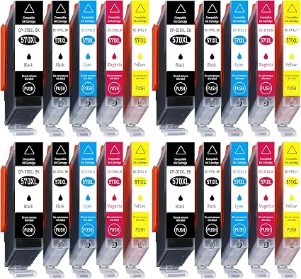 20 cartuchos de impresora XL CC de la serie Canon PGI570XL CLI571XL con  chip e indicador