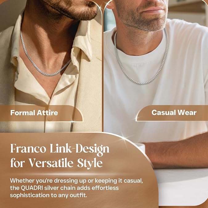 QUADRI - 925 Silver Chain Men's Necklaces - Necklace for Men
