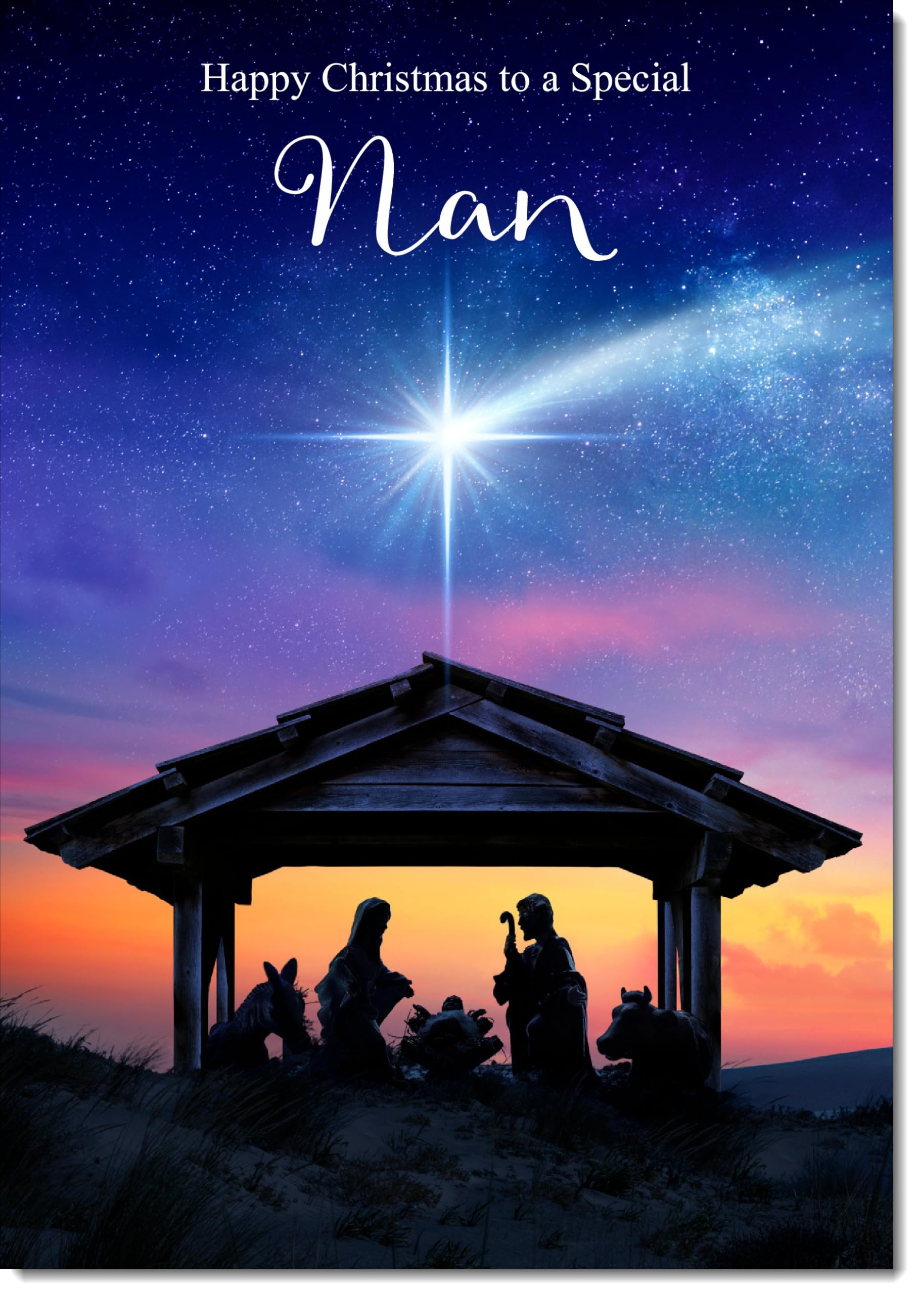 doodlecards Nan Christmas Card Nativity Scene Large A4 Size Christmas Card for Nan with Plain Envelope — image 1
