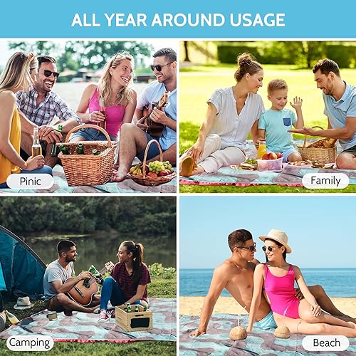 Miniatura 5 de HIPILI - Manta de playa de 78 x 56 pulgadas, manta de picnic, manta grande de campamento para viajes, senderismo al aire libre, manta ligera y