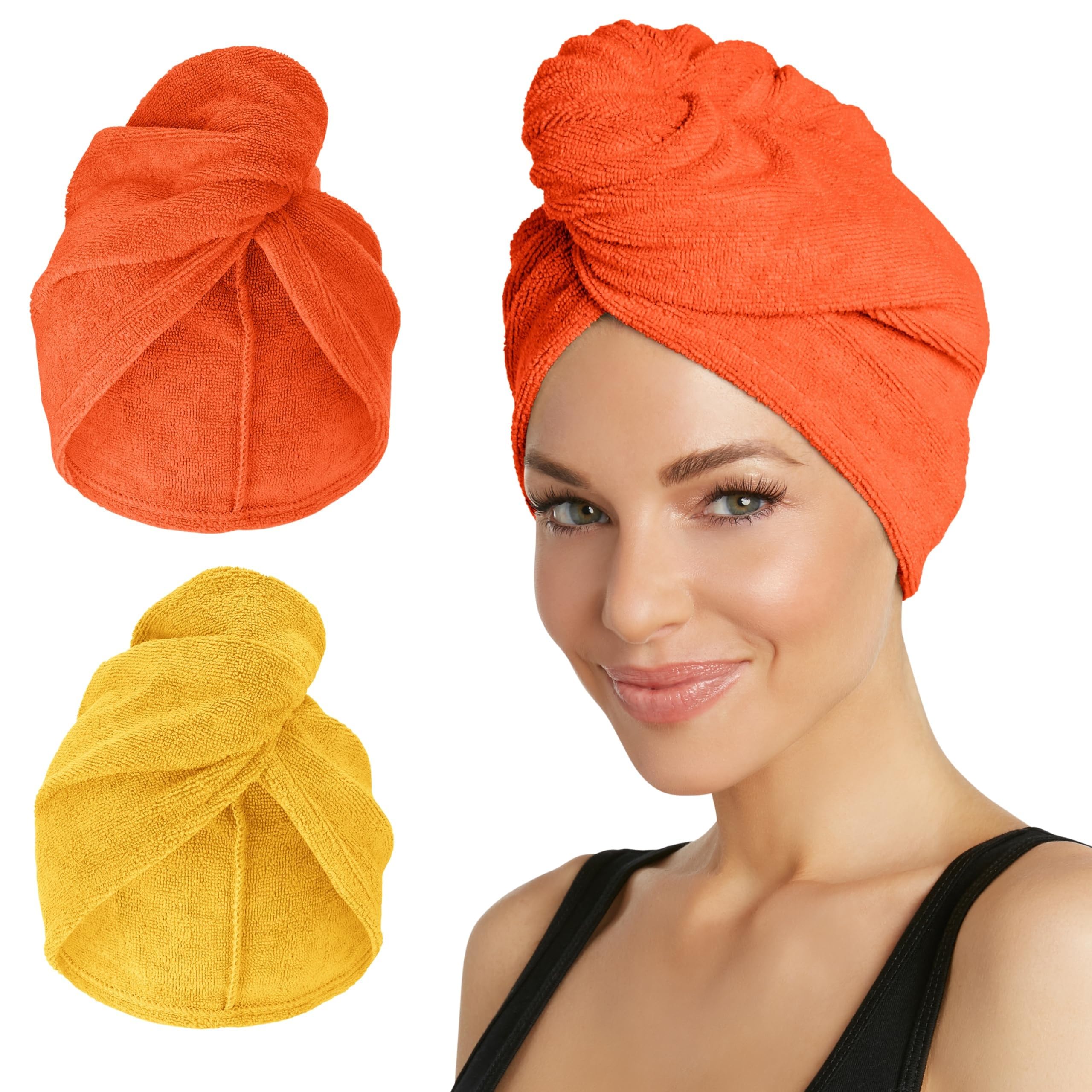 Turbie Twist Microfiber Hair Towel, Golden Rod &amp; Orangeade (2 Pack)