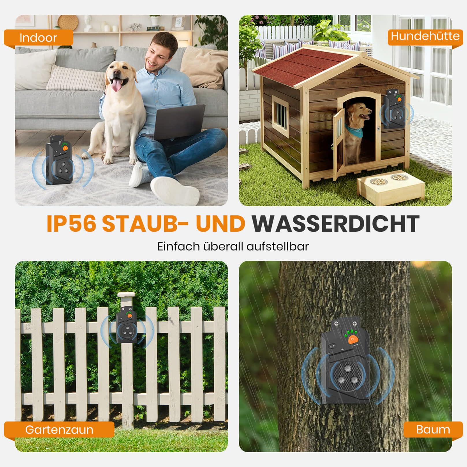 Antiladridos para perros, dispositivo antiladridos ultrasónico, dispositivo antiladridos para perros con 3 modos, alcance de 15 m, función antiladridos automática, tope ultrasónico para