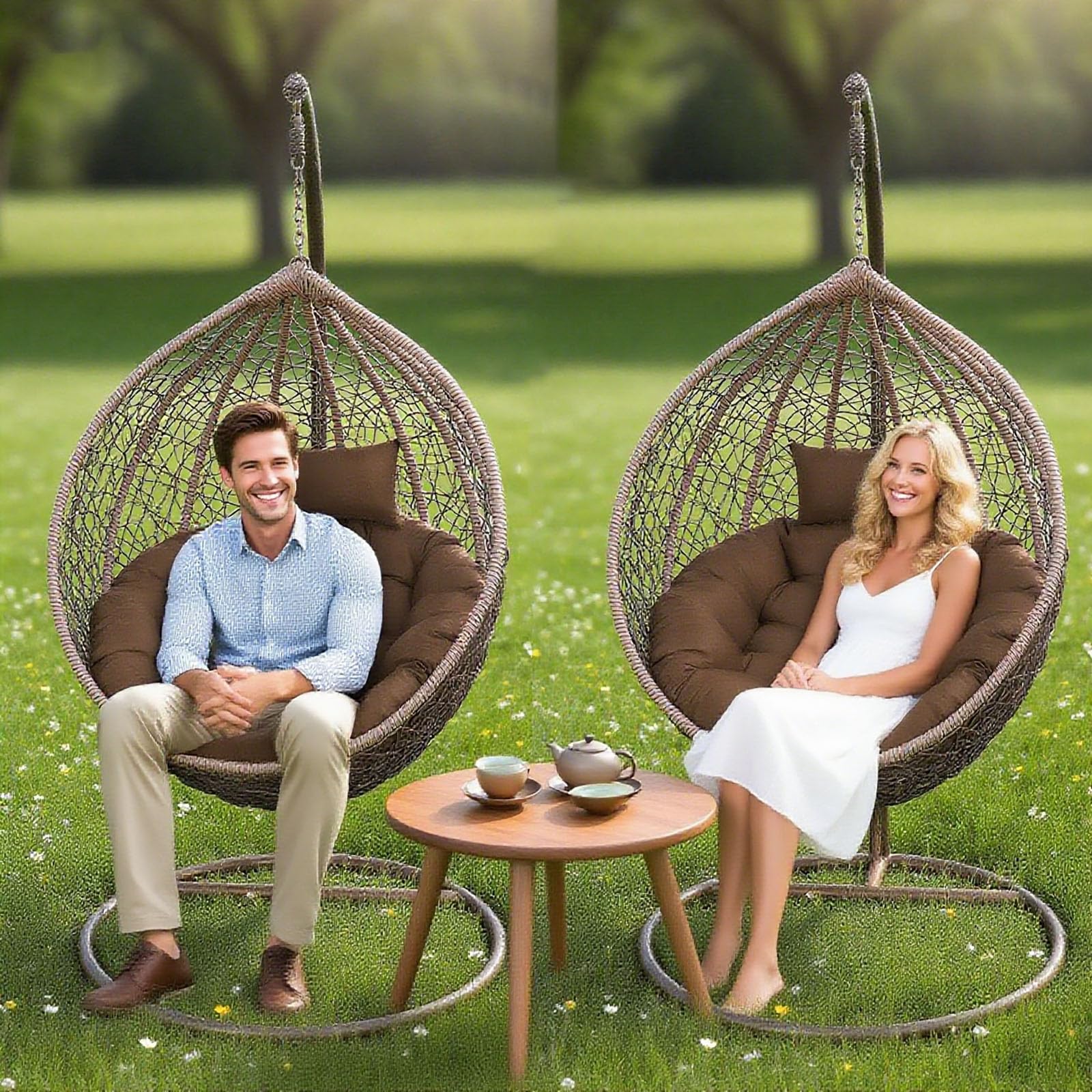 Generisch Kissen für Hängesessel Outdoor, Auflage für Hängeschaukel, Wasserdichter Sitzkissen Waschbar Schaukelstuhl Hängestuhl Sitzauflage Korb-Stuhl-Kissen für Terrasse, Garten,Grau,100cm
