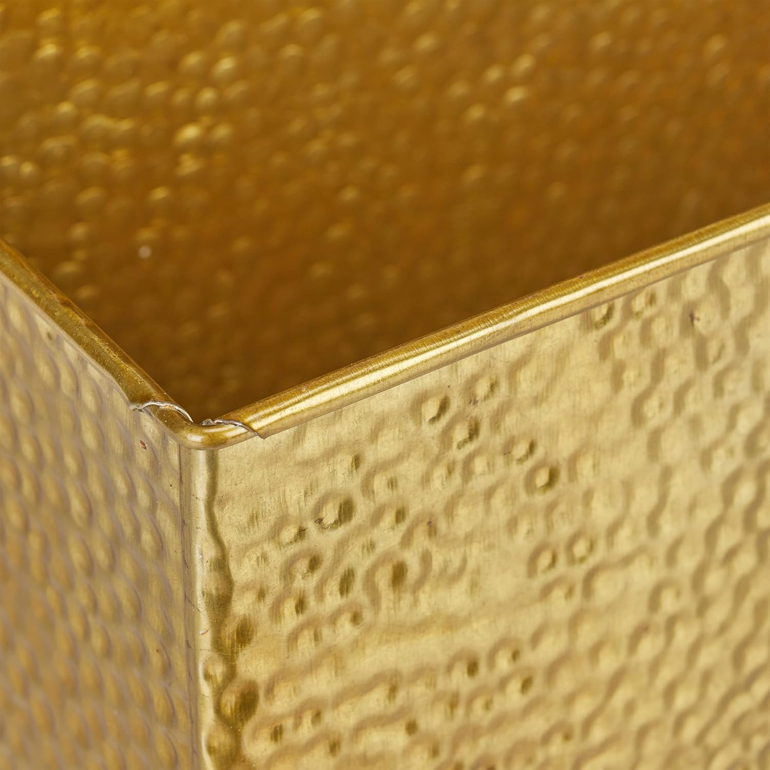 Relaxdays Window Box For Interior, Planter, Metal Cachepot For Flower- and Herb Pots, Rectangular Tub, Gold