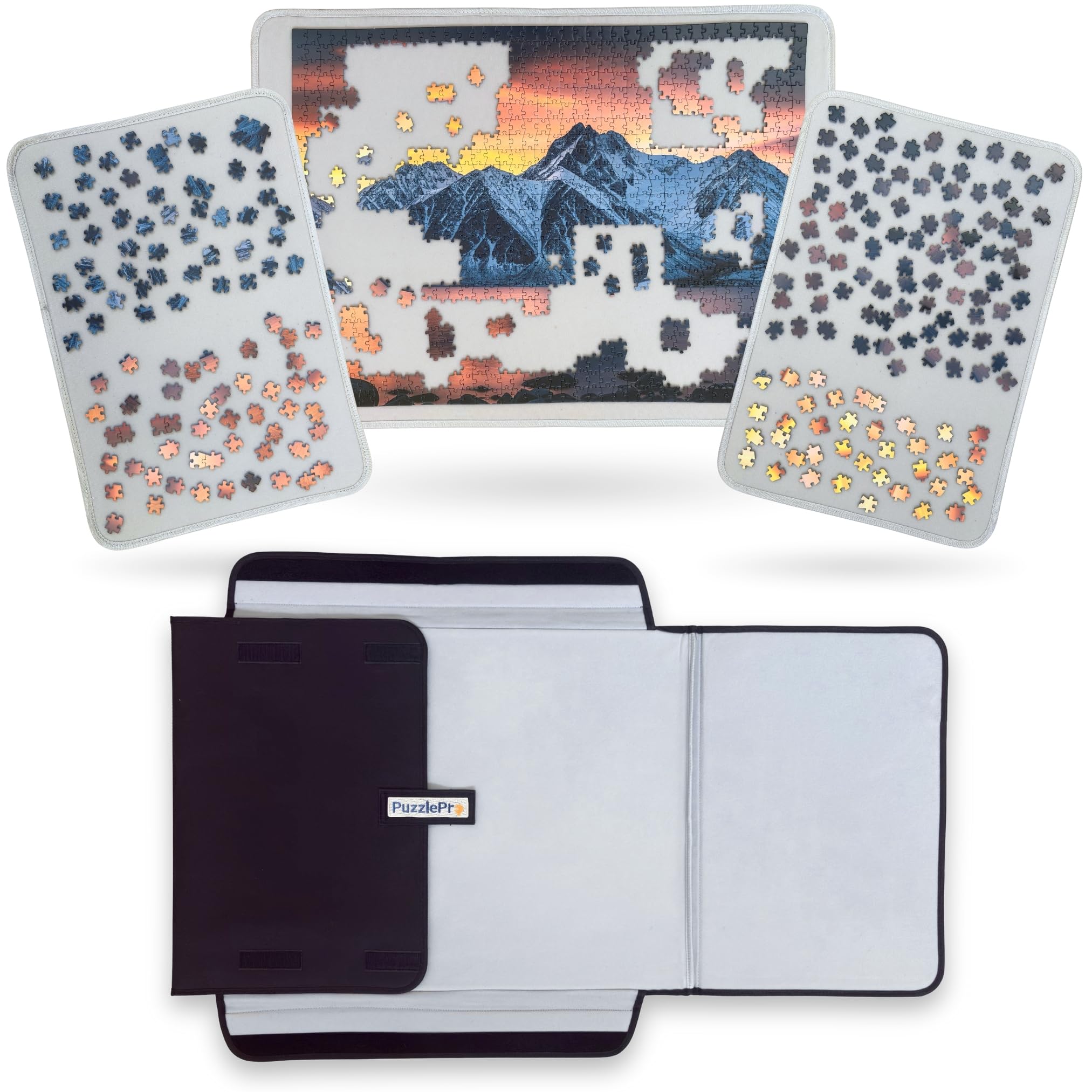 Mallette puzzle - Rangement, transport et puzzles où vous le souhaitez - 3 tapis puzzle - Convient pour 1500 pièces - Léger - Planche à puzzle - Table de puzzle - Dossier de puzzle