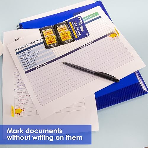 Miniatura 4 de BAZIC - Letrero impreso en color amarillo de 25 unidades, 1 pulgada x 1.7 pulgadas, con dispensador (2paquete)