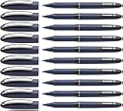 One Business Rollerball Pen, 0.6 mm Ultra-Smooth Tip, Blue Barrel, Black Ink, Box of 10 Pens (183001)