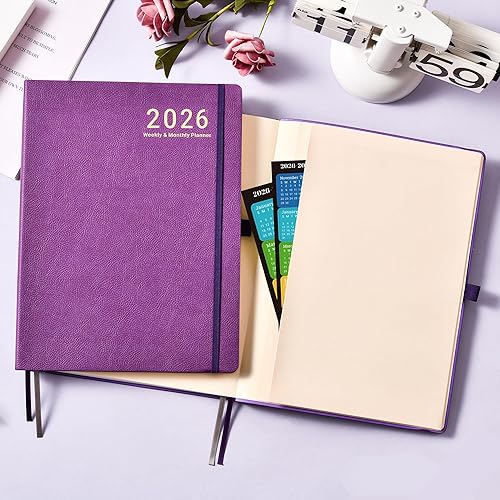 Miniatura 7 de Agenda 2025  Agenda semanal y mensual 2025, enero 2025 a diciembre 2025, 8.5 x 11 pulgadas, agenda de cubierta de cuero 2025 con papel grueso,