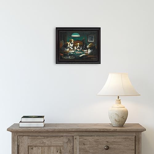 Miniatura 3 de Perros de cabaña perdida jugando al póker por Cassius Marcellus Coolidge  Impresión en marco biselado dorado  Reproducción de pintura de obras de