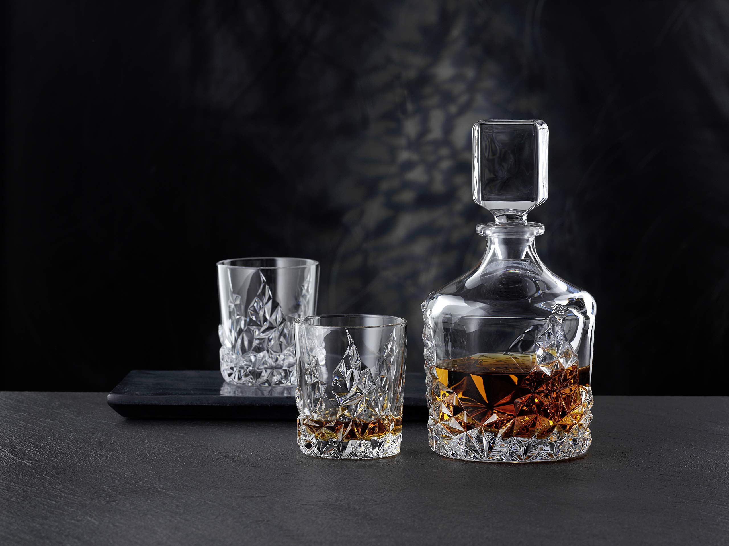 Nachtmann 3-teiliges Whiskyset, Whiskydekanter + Whiskygläser, 750/365 ml, Sculpture, 101984, Kristall Klar