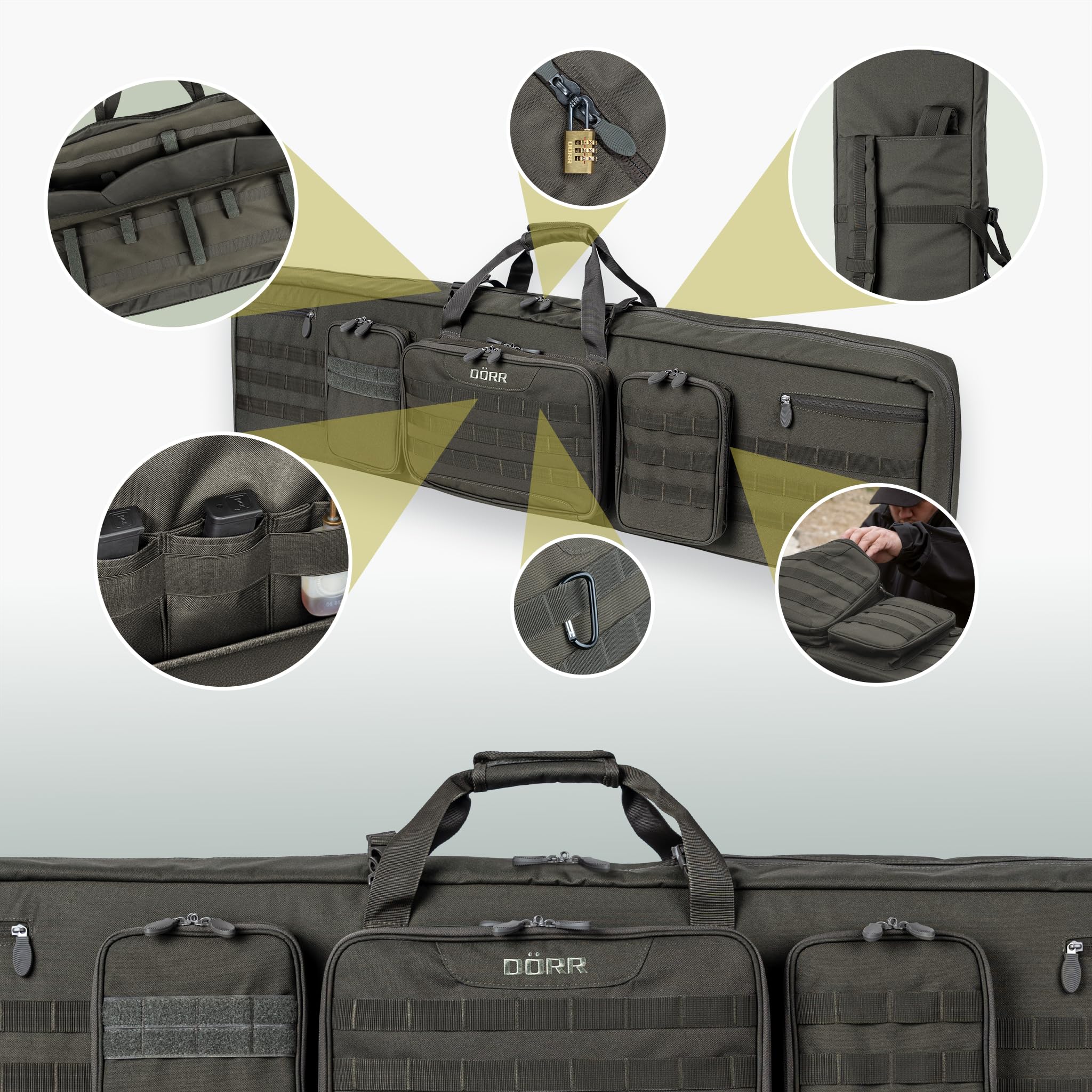 DÖRR Gewehrtasche ProTac für eine (108x27x6 cm) oder Zwei Langwaffen mit Schalldämpfer (129x30x12 cm Doppel-Gewehrtasche) Abschließbar Waffentasche Airsofttasche Waffenfutteral Waffenkoffer Taktisch