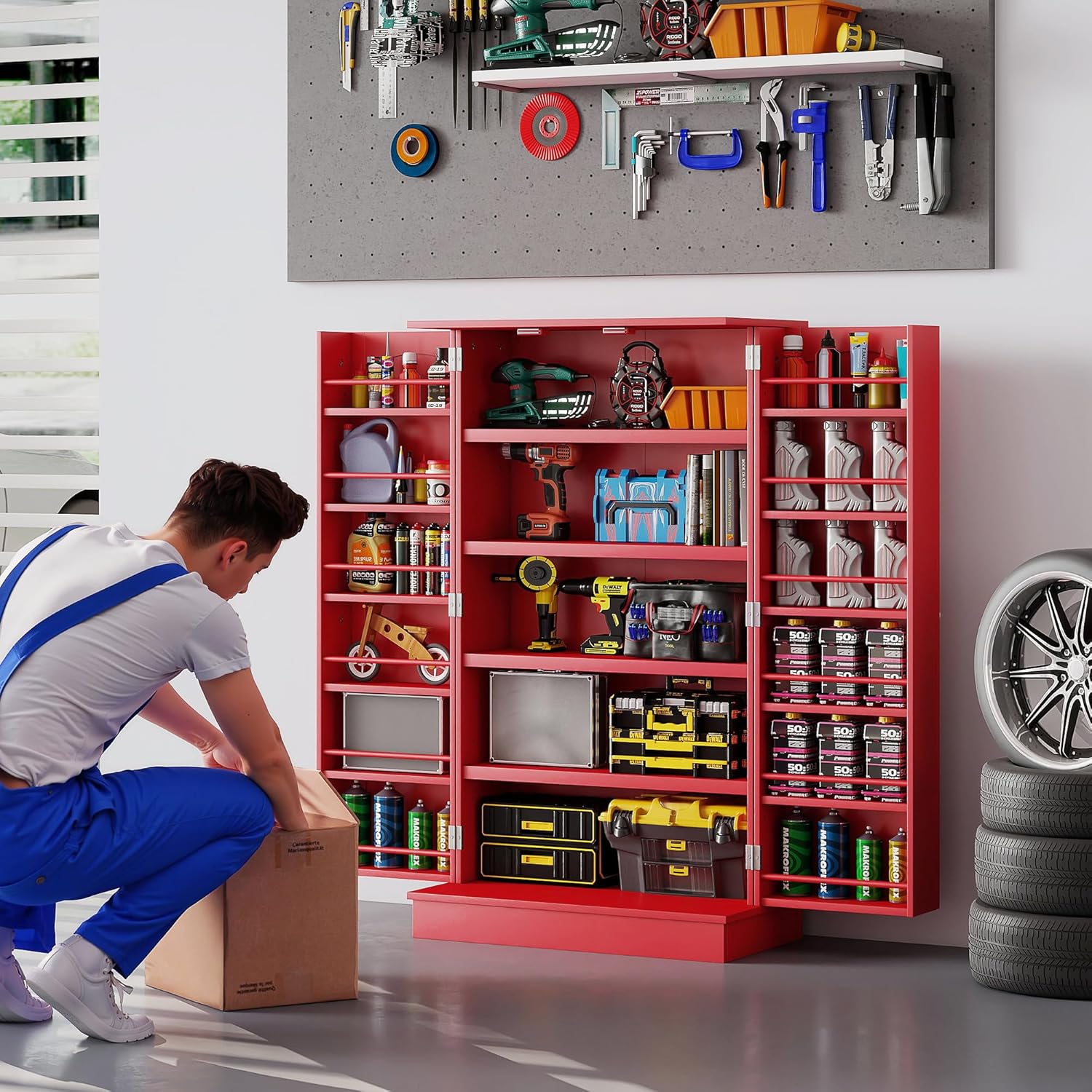 HOMCOM Storage Cabinet for Garage or Workshop
