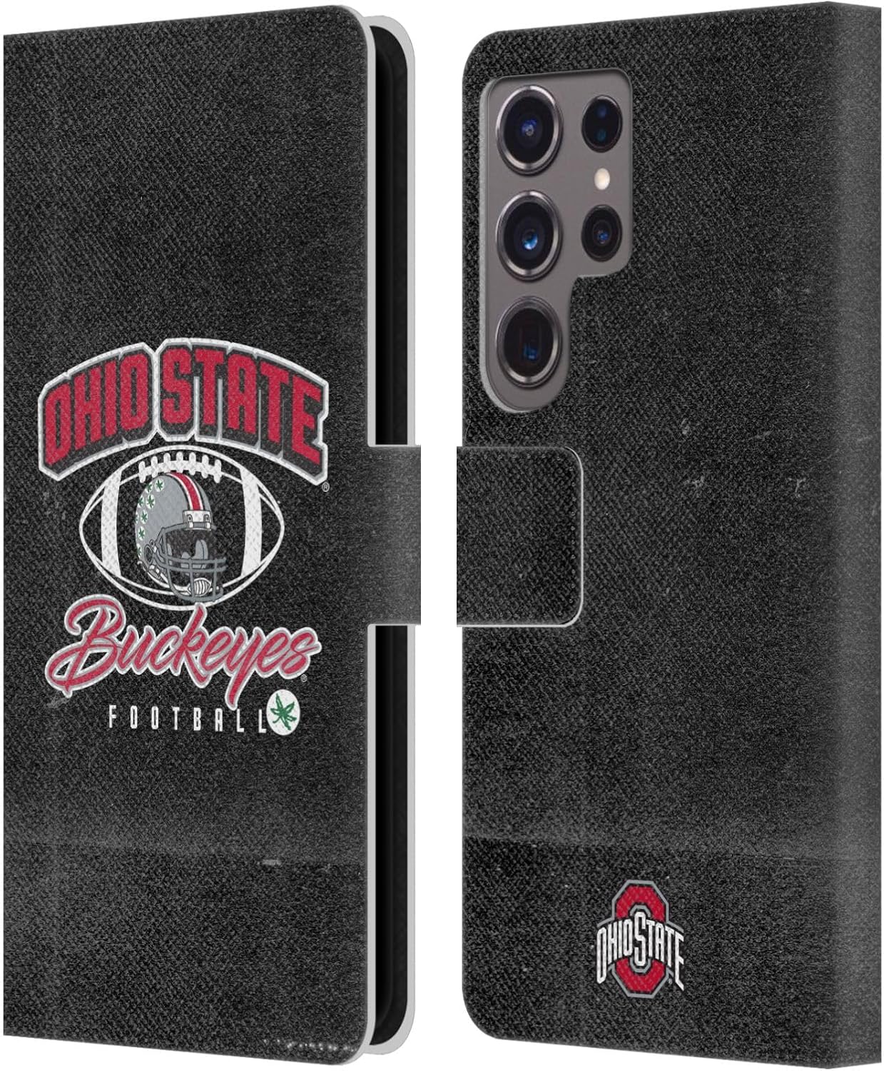 Head Case Designs Officially Licensed Ohio State University Vintage Football Graphics Leather Wallet Case Compatible with Samsung Galaxy S24 Ultra 5G