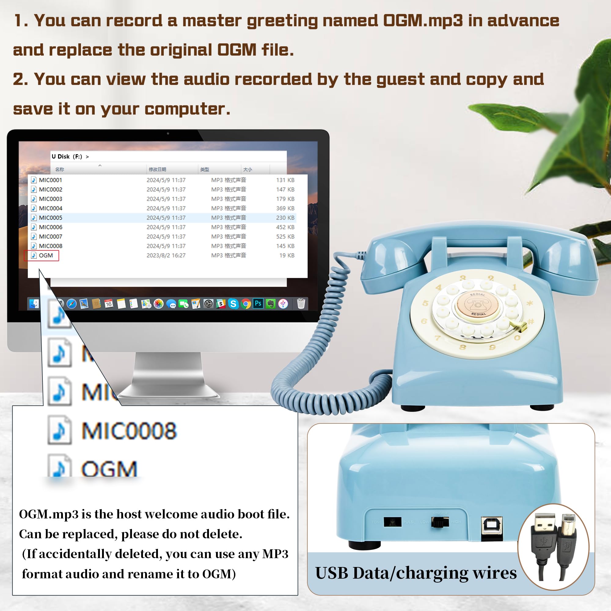 Libro degli Ospiti Audio per Matrimonio, Telefono con 32GB di Memoria per Messaggi Audio Personalizzati, Volume Regolabile, con Funzione di Riproduzione dei Messaggi, Adatto a Tutti i Tipi di