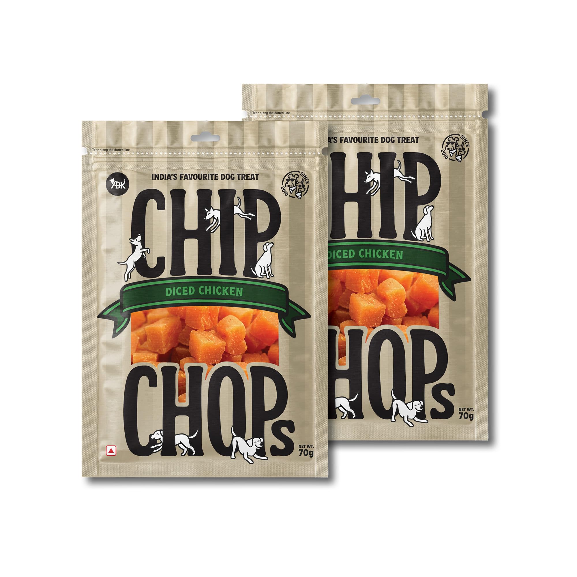Chip Chops Diced Chicken Dog Treat, Easily Digestible, Healthy Dog Treat, Perfect for Snacks, Suitable for All Dog Breeds, Each 70gm(Pack of 2)